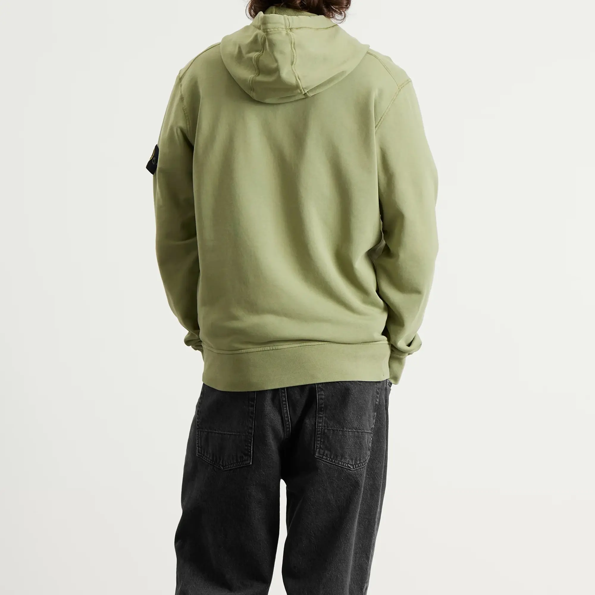 Stone Island Men's Organic Cotton Fleece Popover Hoodie Sage