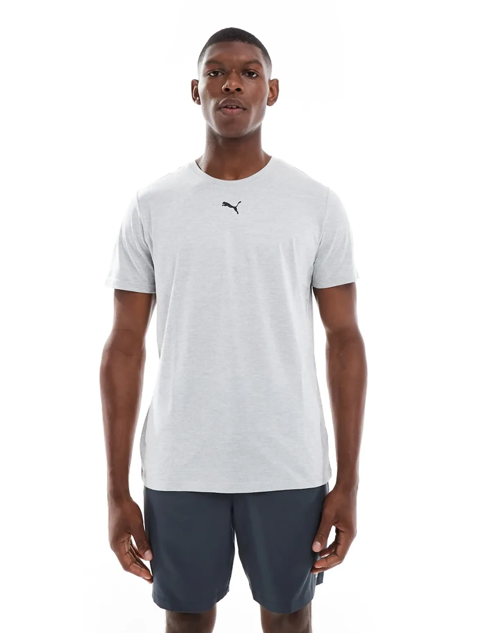 Puma Tad Essentials Heather Cat T-Shirt In Grey