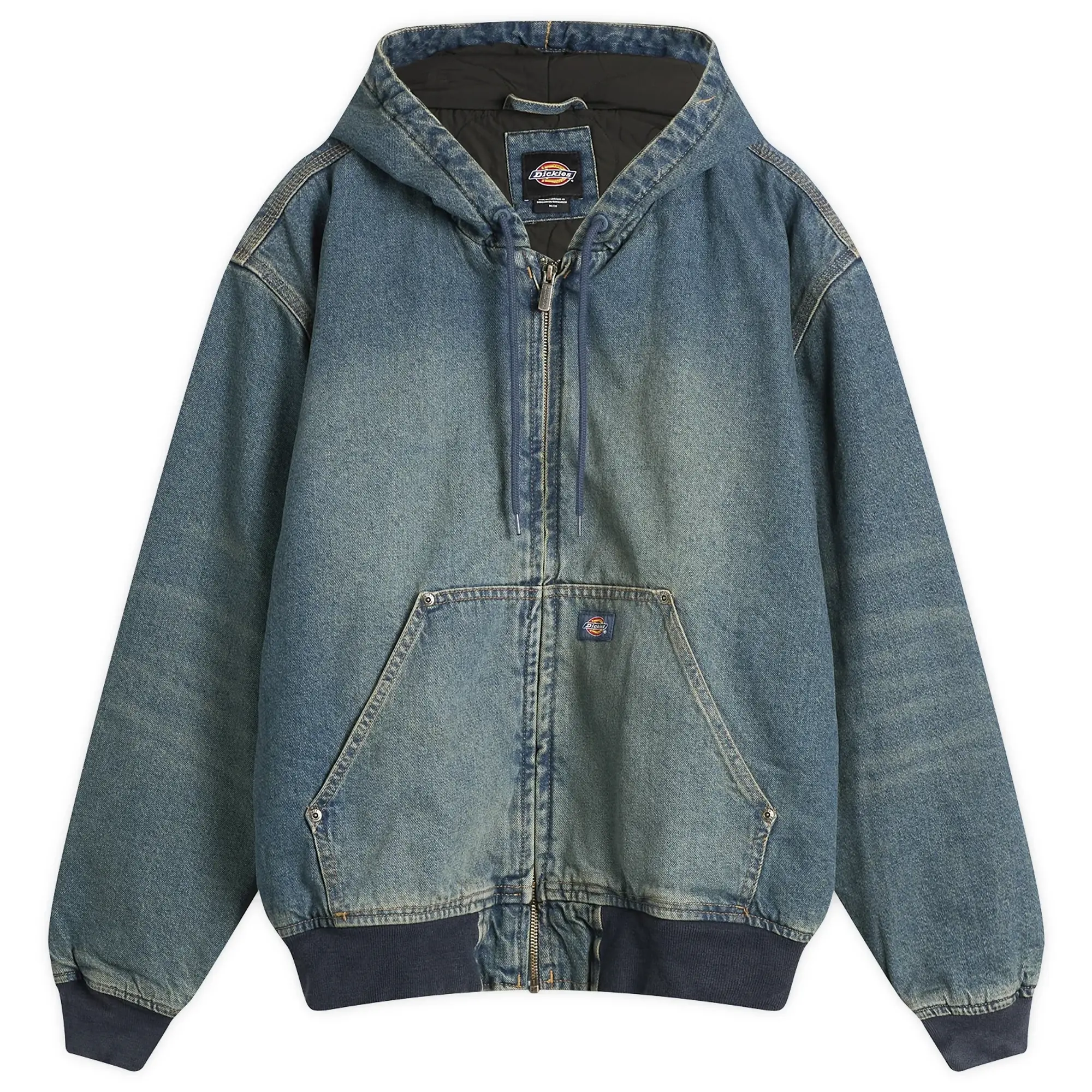 Dickies Men's Hilham Hooded Denim Jacket Khaki Tinted Blue