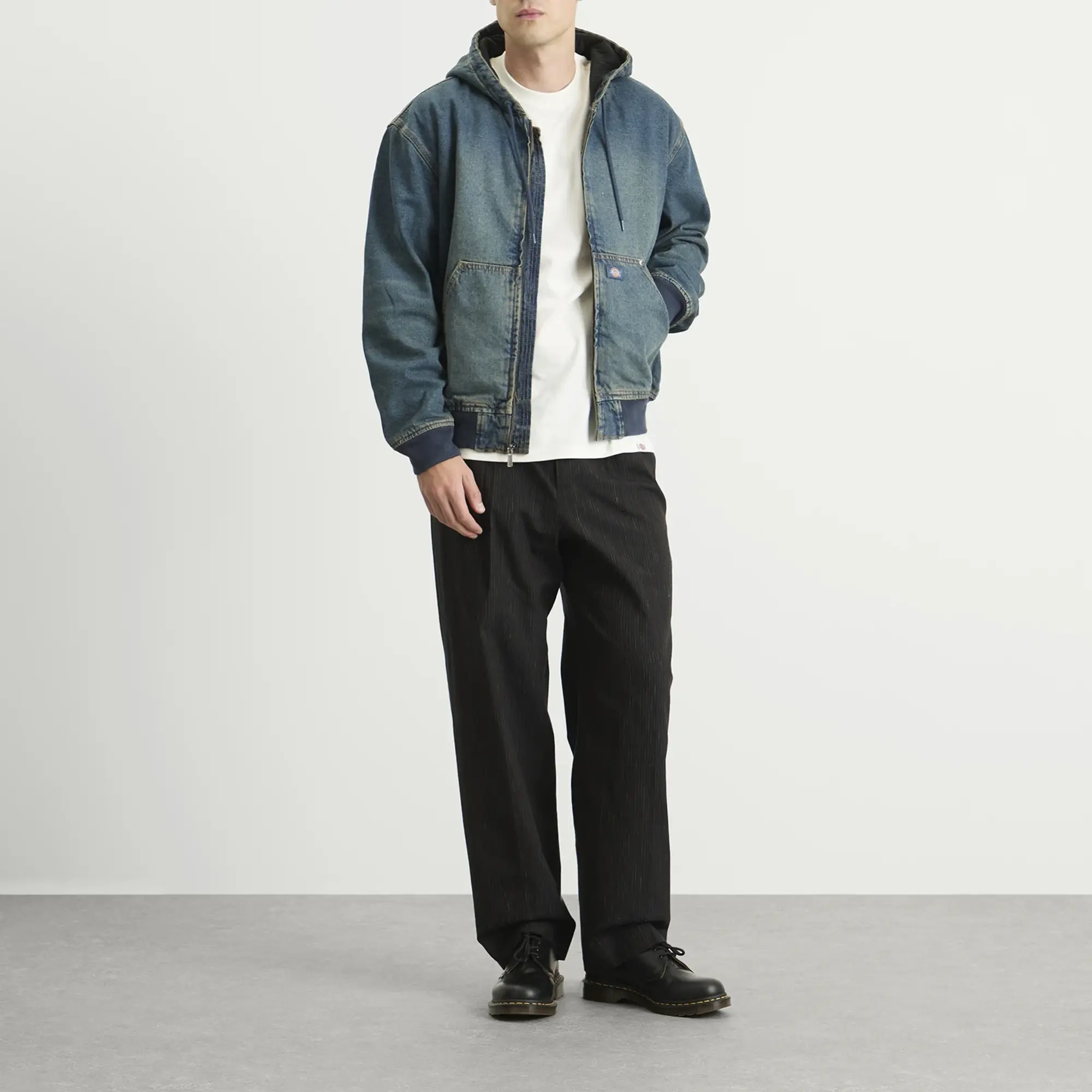 Dickies Men's Hilham Hooded Denim Jacket Khaki Tinted Blue