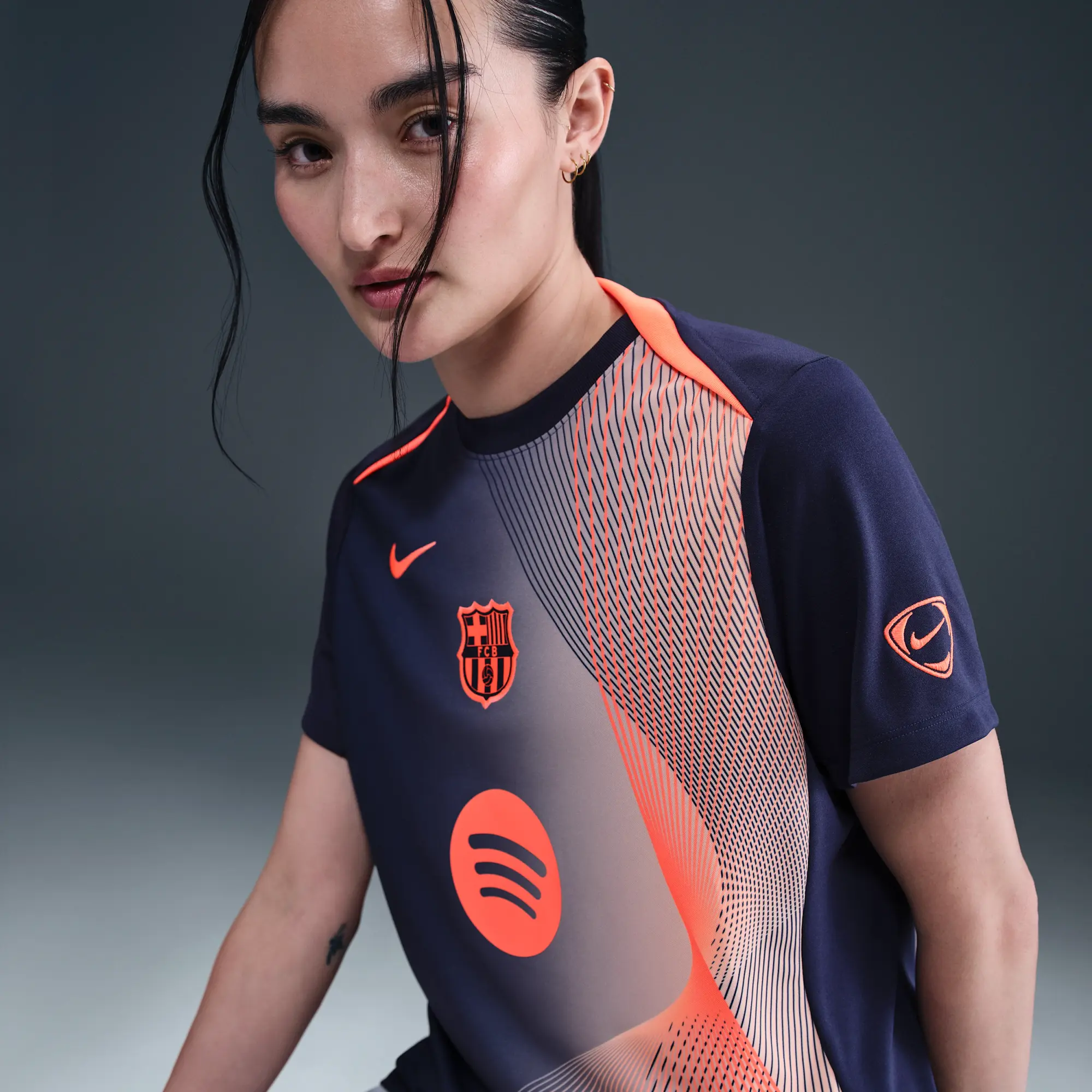F.C. Barcelona Academy Pro Third Nike Dri-FIT Total 90 Football Pre-Match Top - Blue - Sustainable Materials