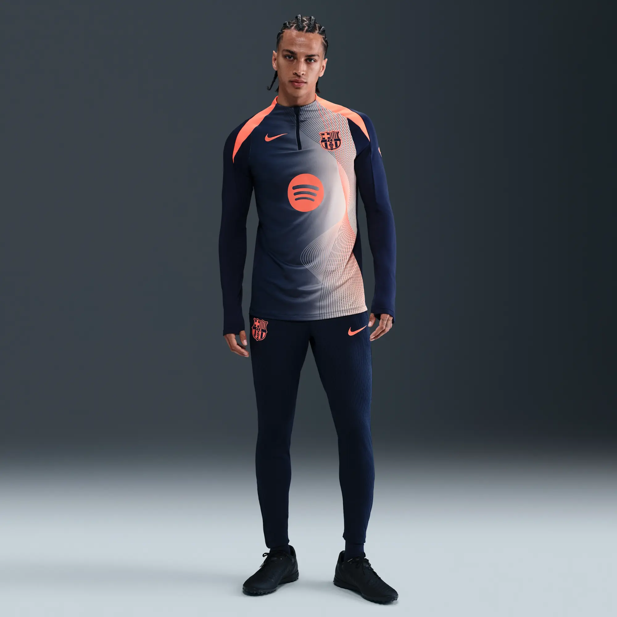 F.C. Barcelona Strike Third Nike Dri-FIT Total 90 Football Pre-Match Drill Top - Blue - Sustainable Materials