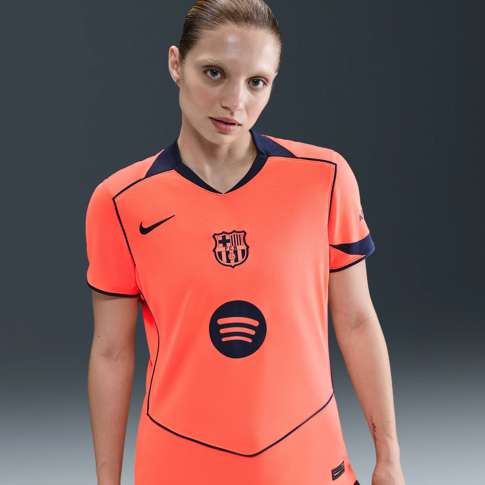 F.C. Barcelona 2025/26 Stadium Third Nike Dri-FIT Total 90 Football Replica Shirt - Orange - Sustainable Materials
