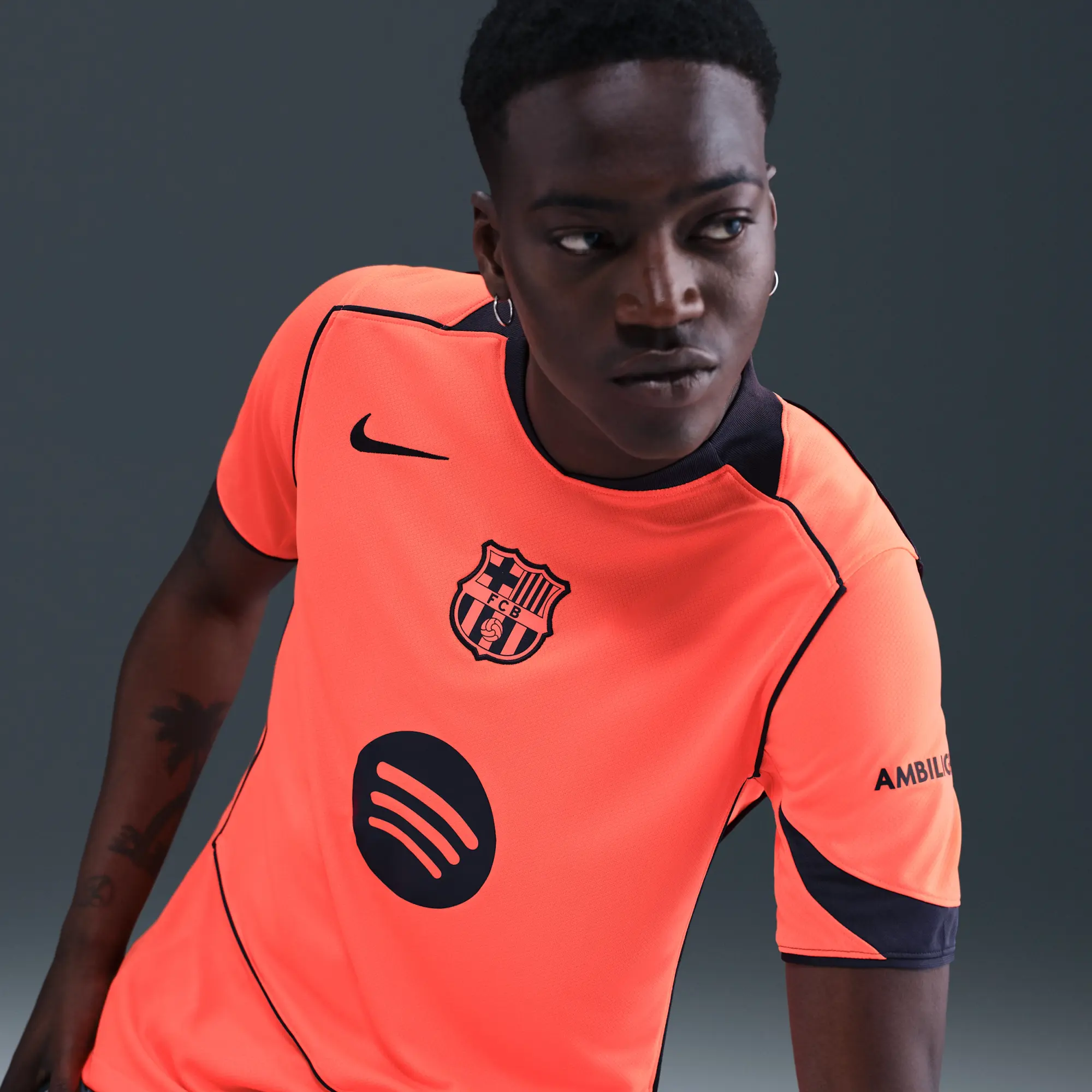 F.C. Barcelona 2025/26 Stadium Third Nike Dri-FIT Total 90 Football Replica Shirt - Orange - Sustainable Materials