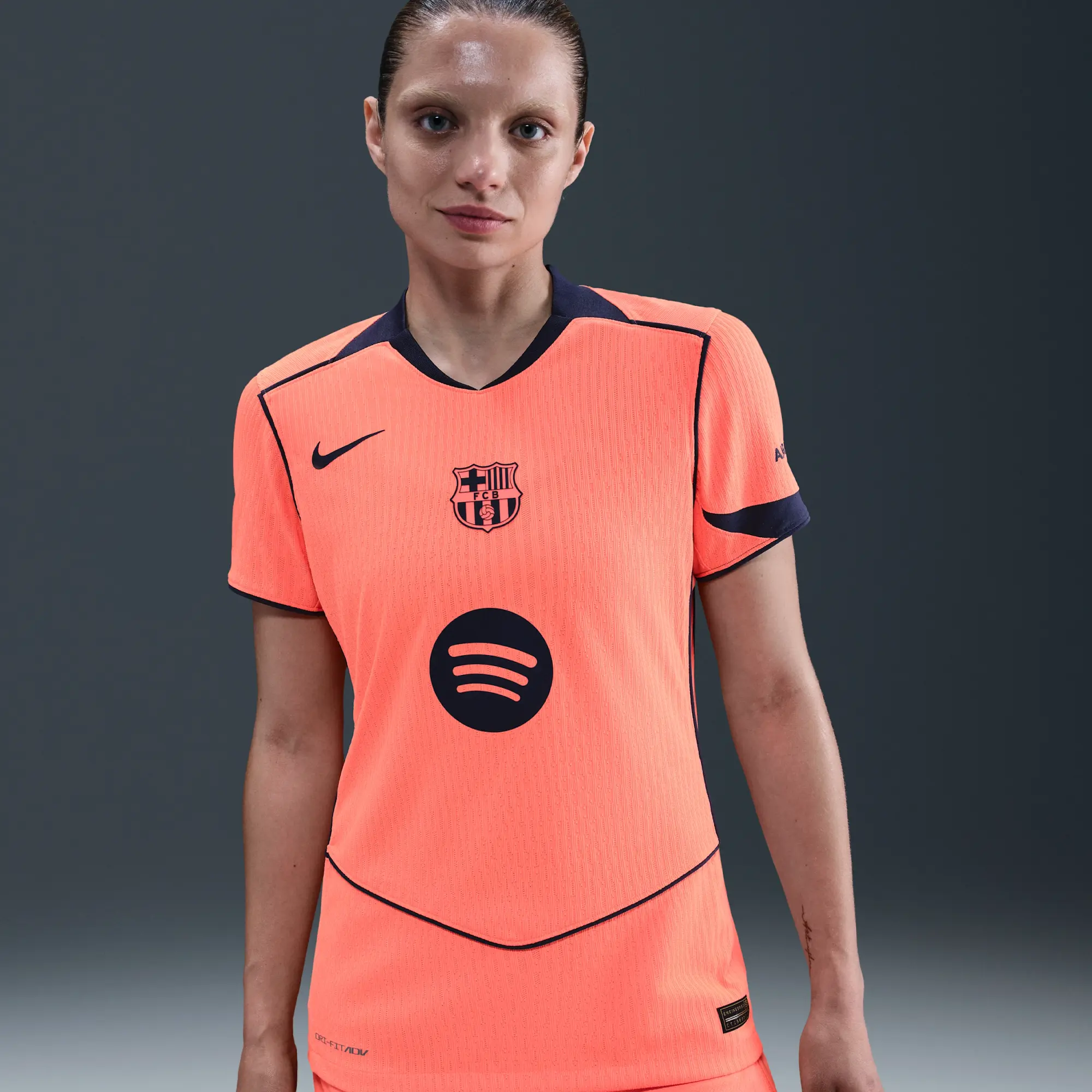 F.C. Barcelona 2025/26 Match Third Nike Dri-FIT ADV Total 90 Football Authentic Shirt - Orange - Sustainable Materials