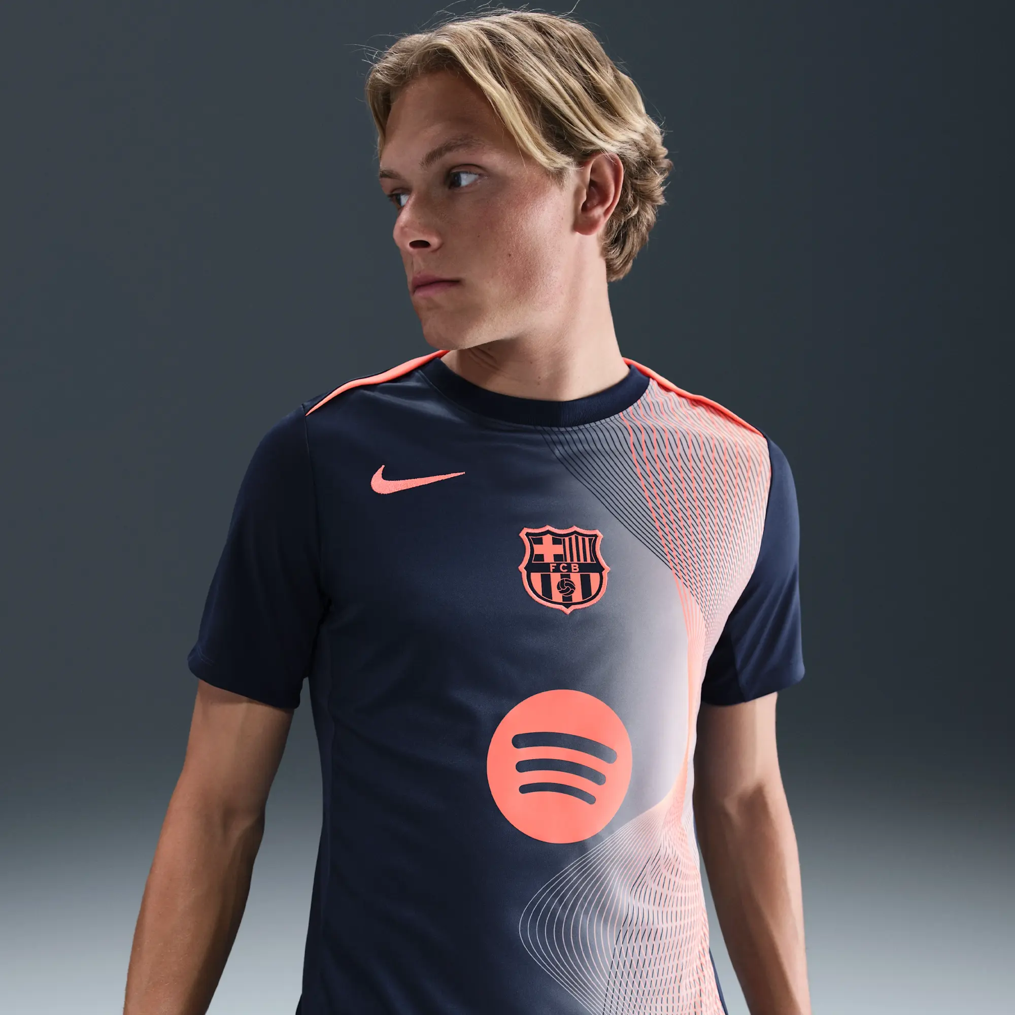 F.C. Barcelona Academy Pro Third Nike Dri-FIT Football Pre-Match Top - Blue - Sustainable Materials