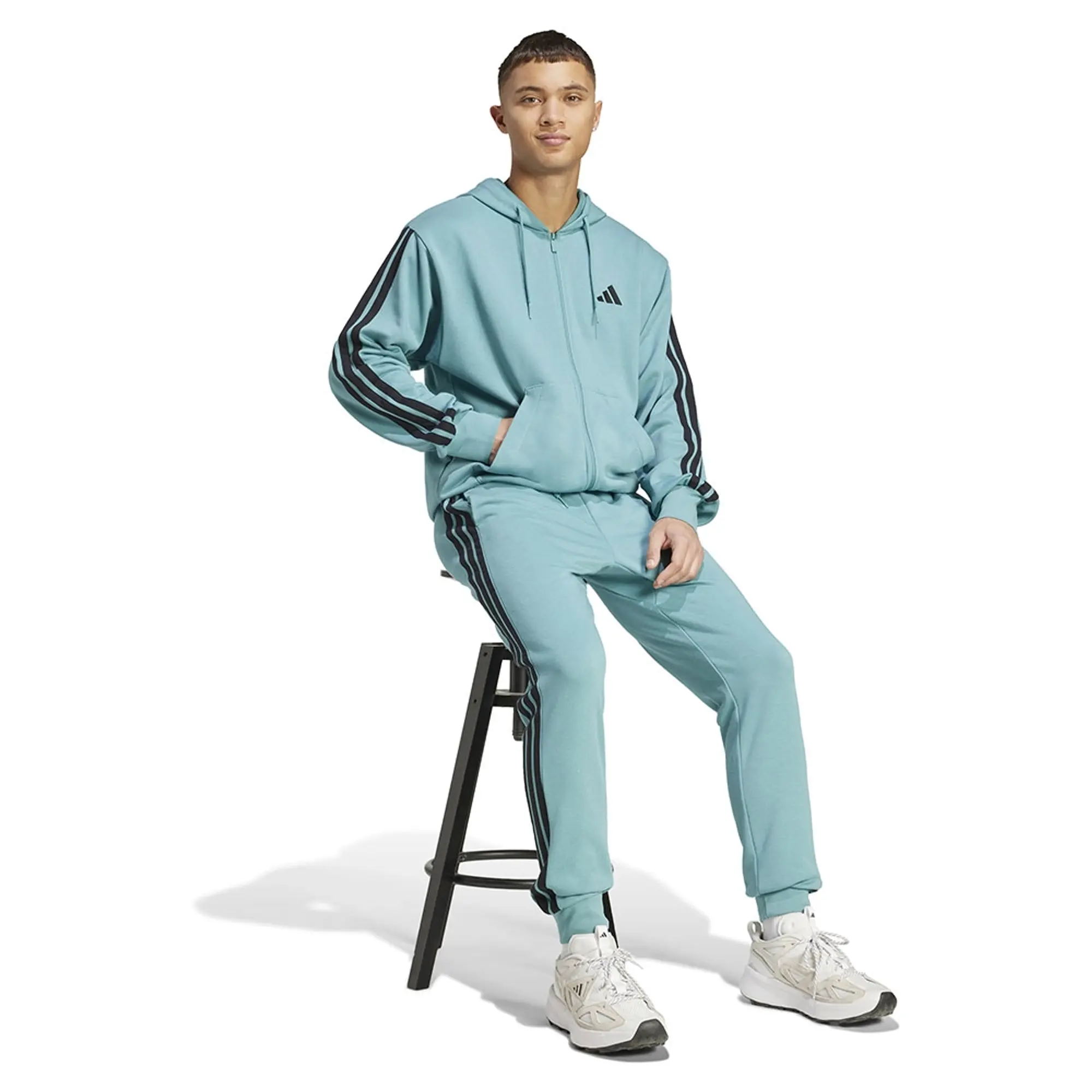 Adidas Essentials 3 Stripes French Terry Full Zip Sweatshirt