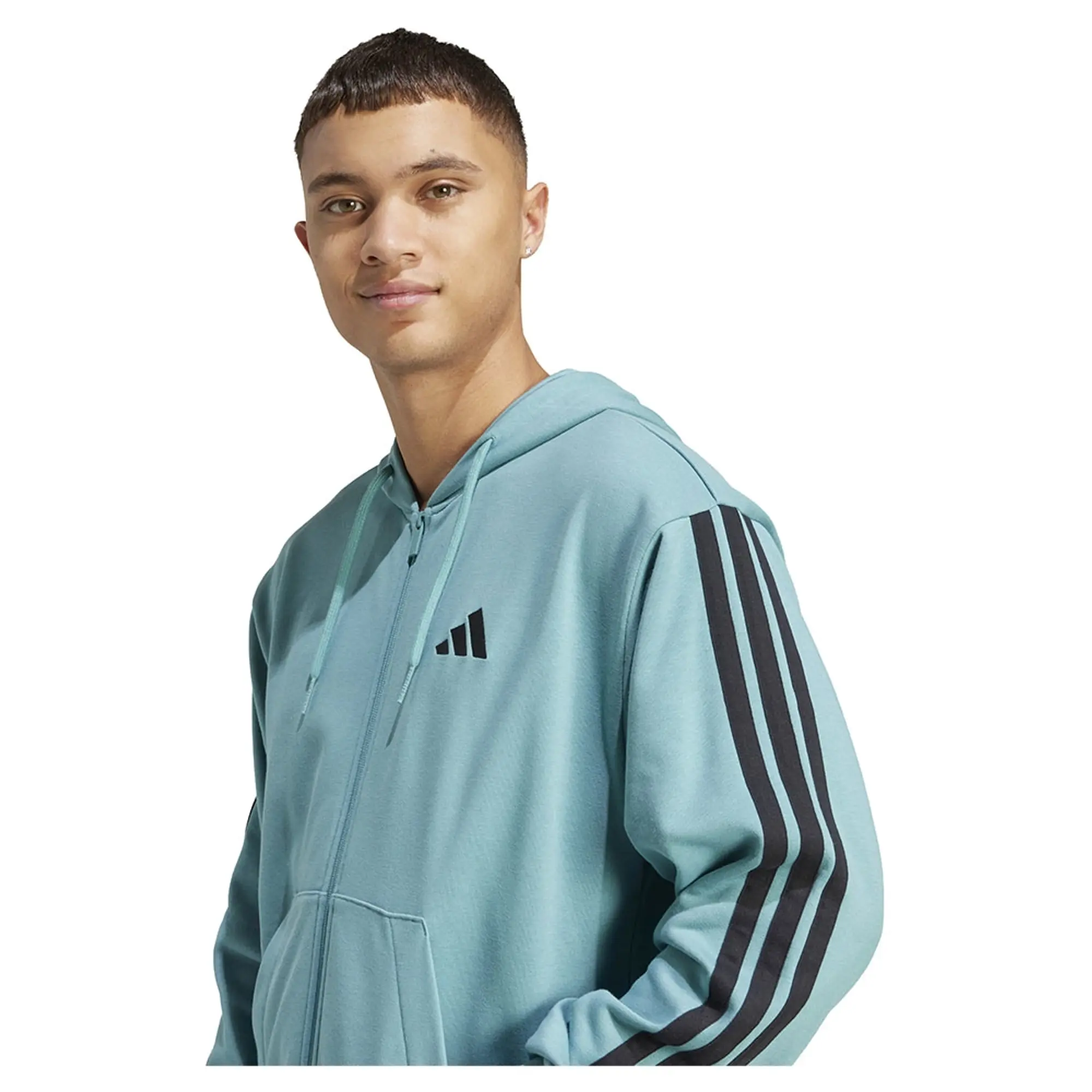 Adidas Essentials 3 Stripes French Terry Full Zip Sweatshirt