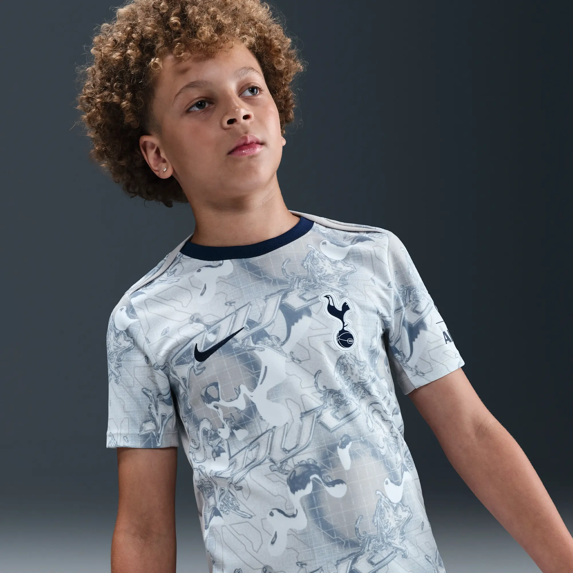 Tottenham Hotspur Academy Pro Home Older Kids' Nike Dri-FIT Football Pre-Match Short-Sleeve Top - White - Polyester