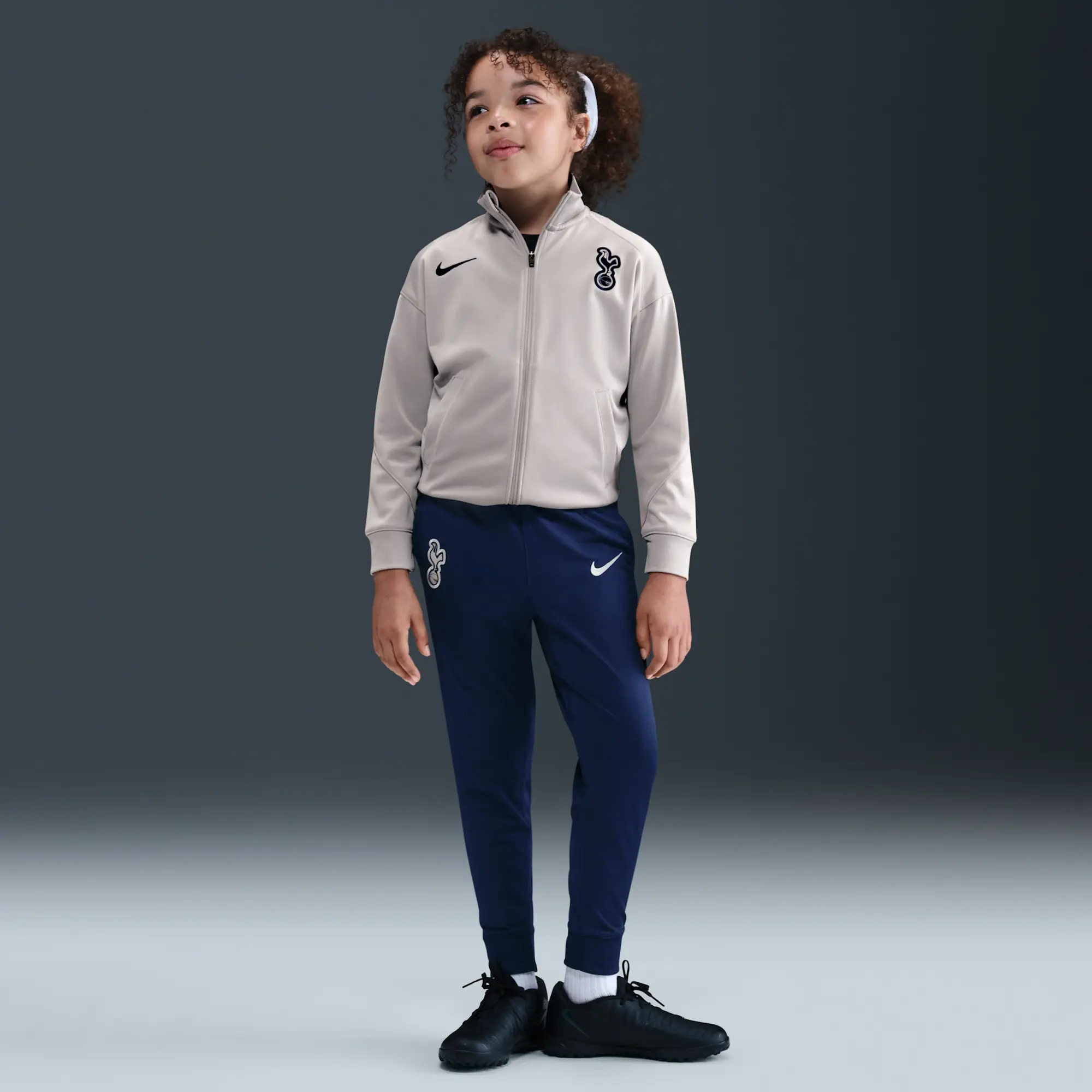 Tottenham Hotspur Strike Younger Kids' Nike Dri-FIT Football Knit Tracksuit - Grey - Polyester