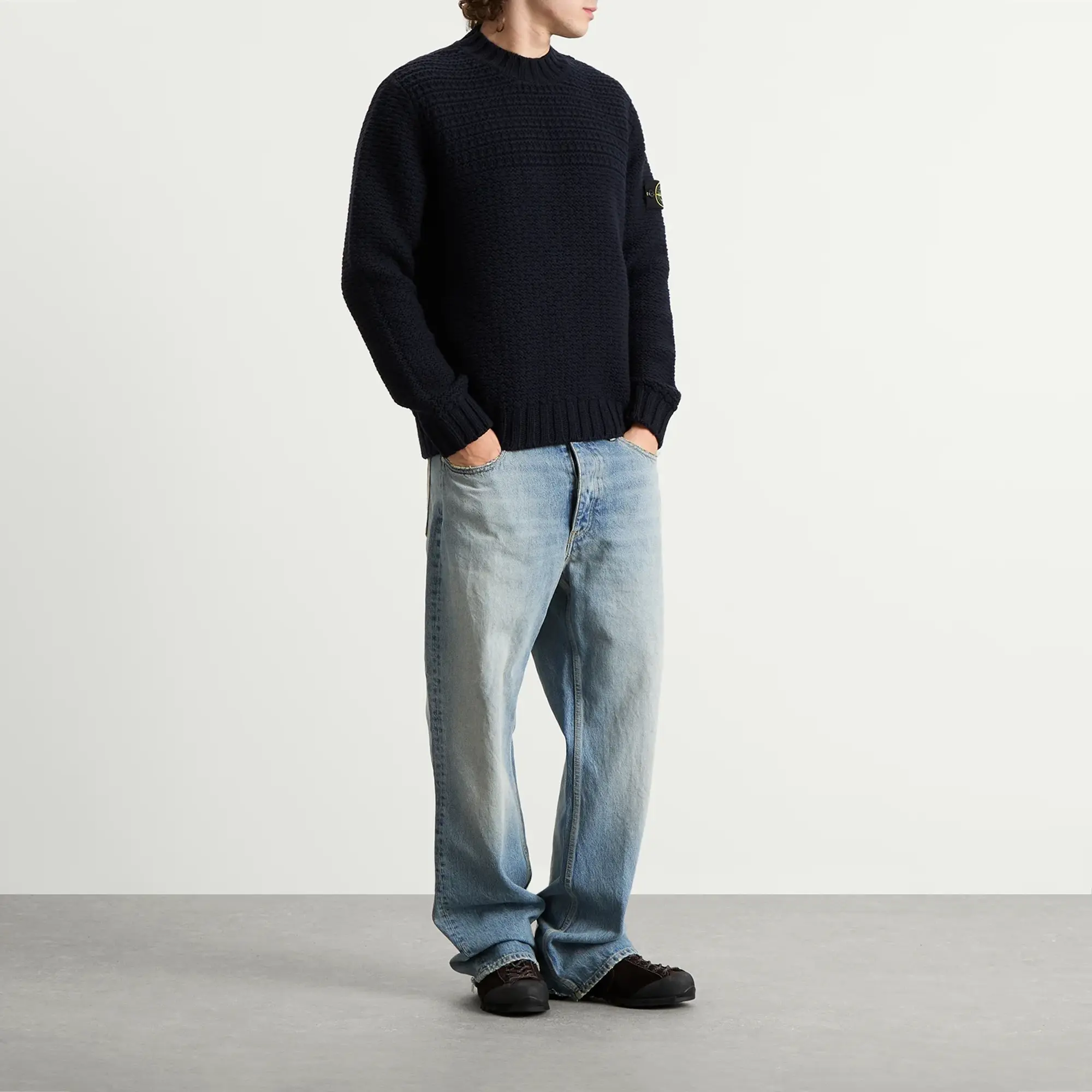Stone Island Men's Pure Wool Heavyweight Jumper Navy Blue