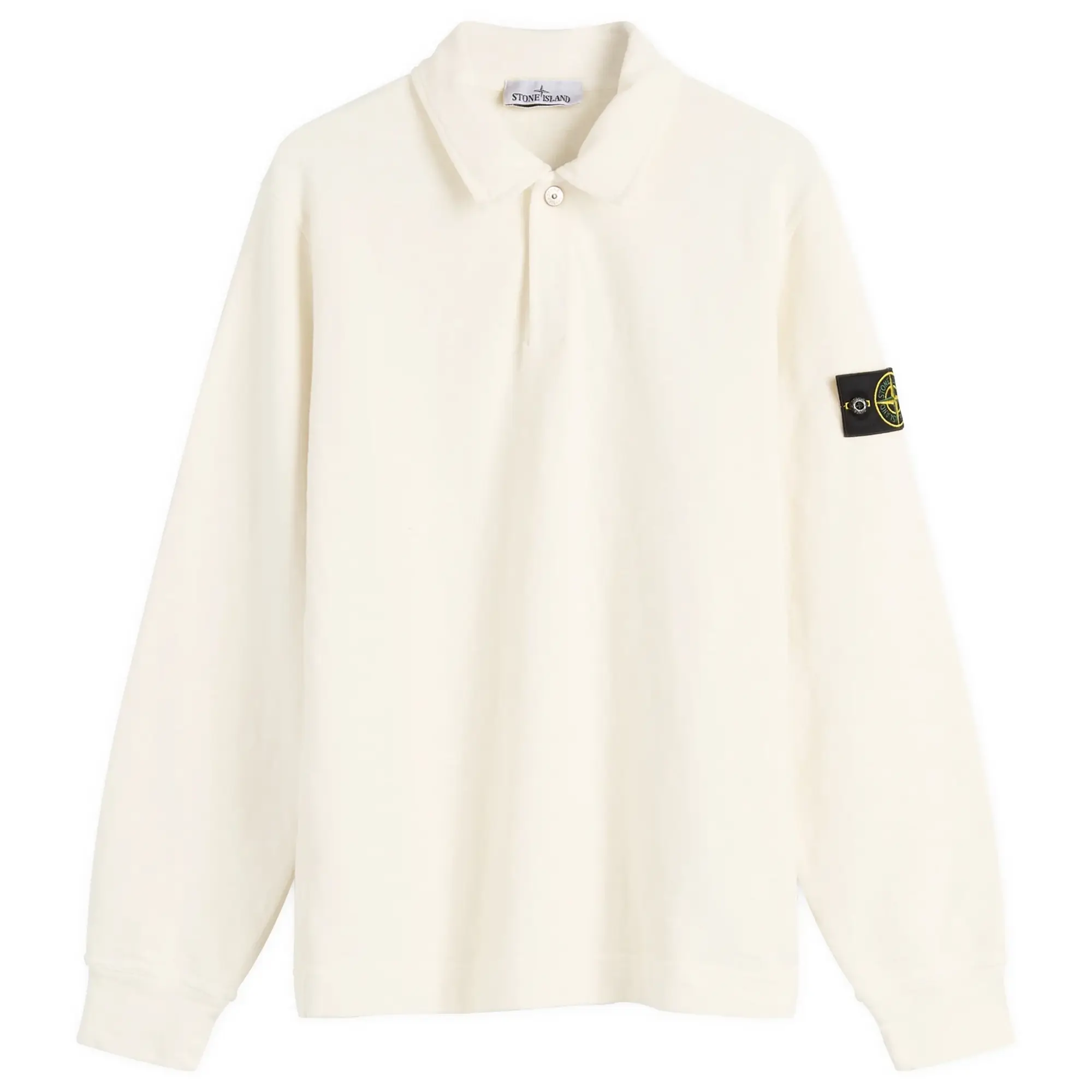 Stone Island Men's Brushed Heavy Cotton Long Sleeve Polo Ivory