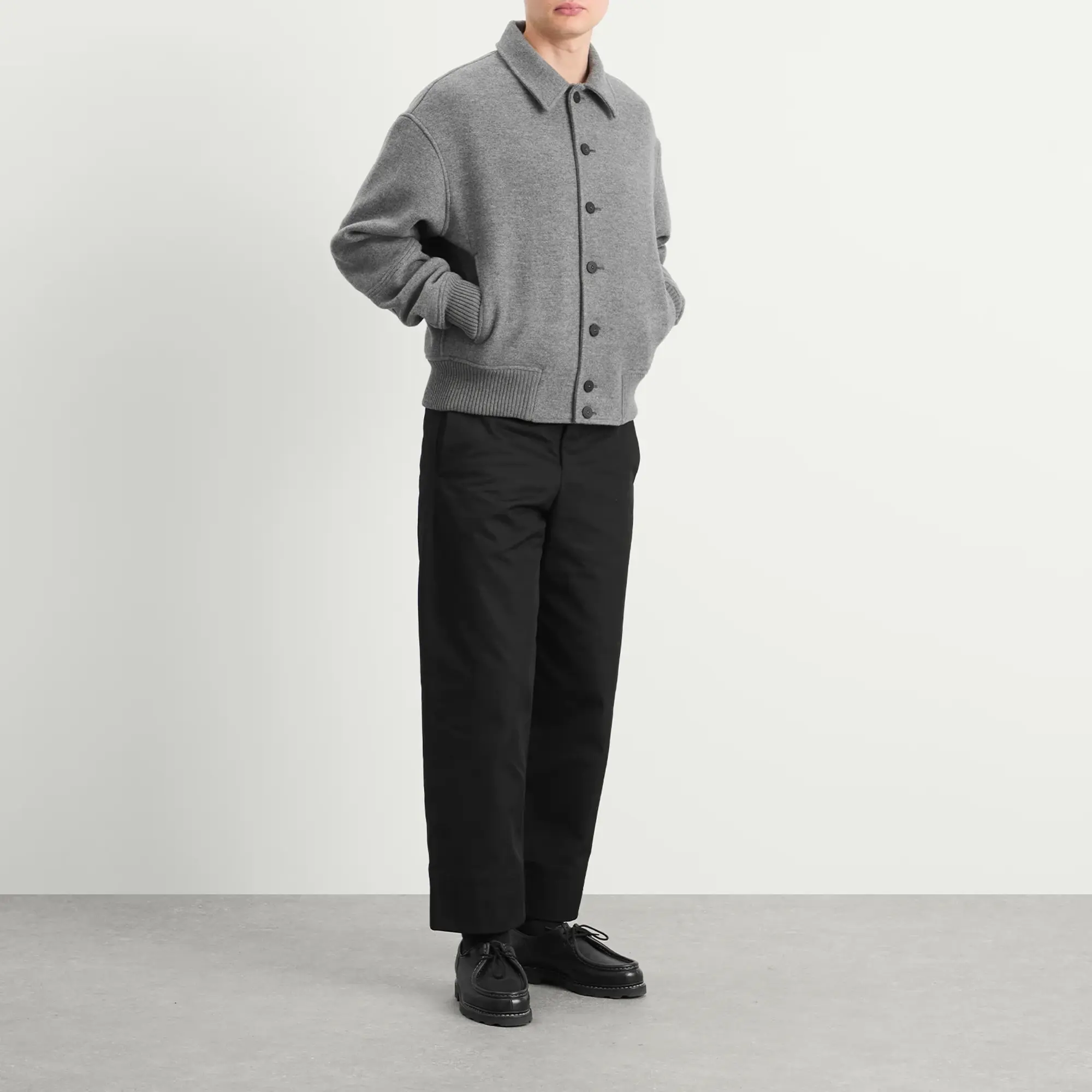 Jacquemus Men's Cotton Wool Felt Bomber Jacket Grey