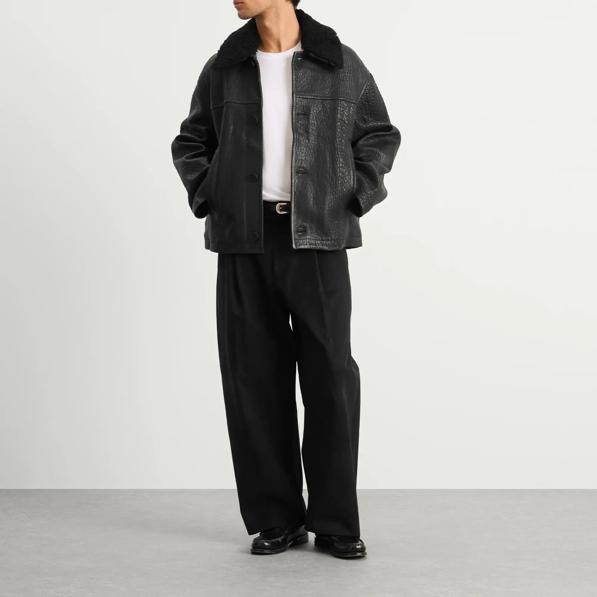 Studio Nicholson Men's Shearling Collar Jacket Black
