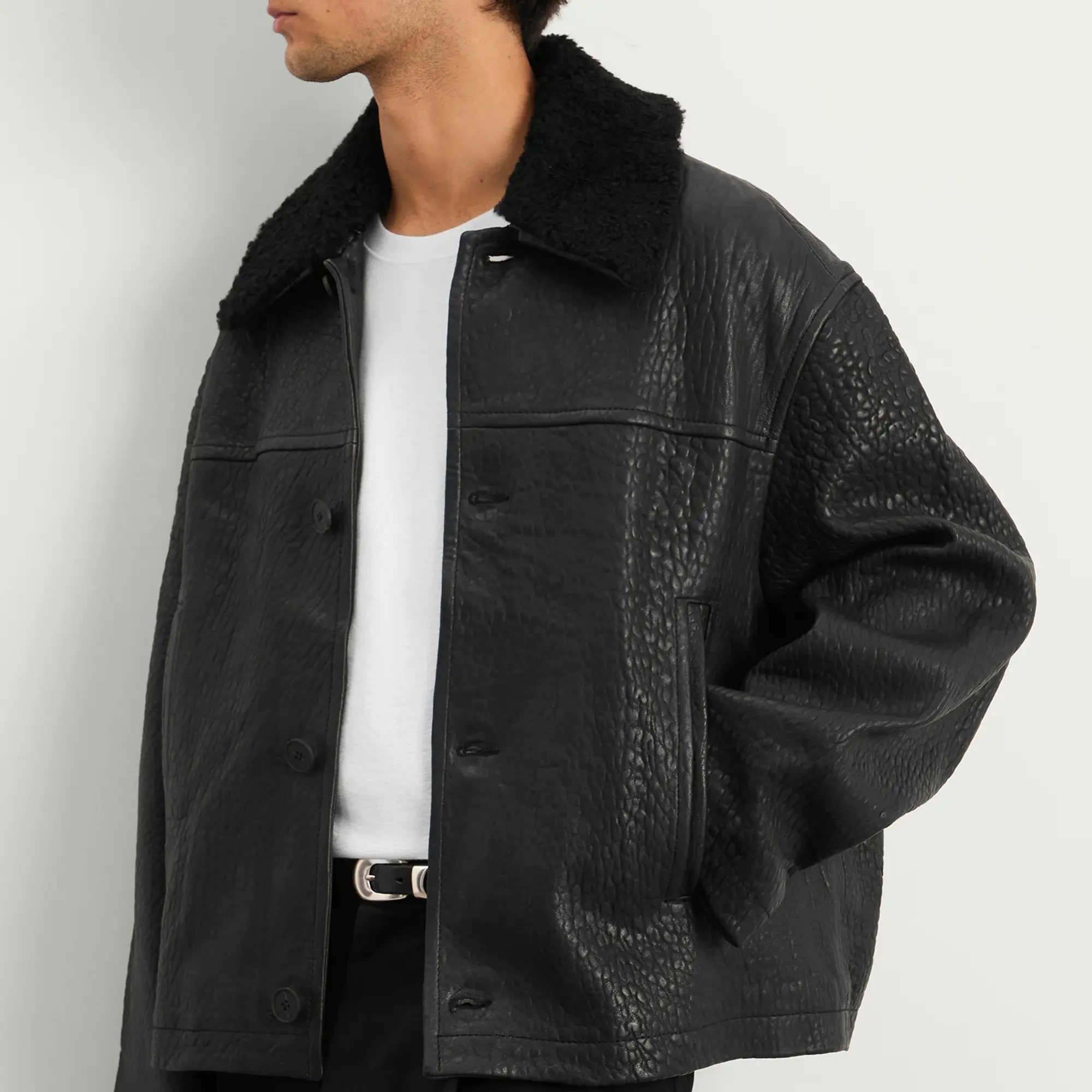 Studio Nicholson Men's Shearling Collar Jacket Black