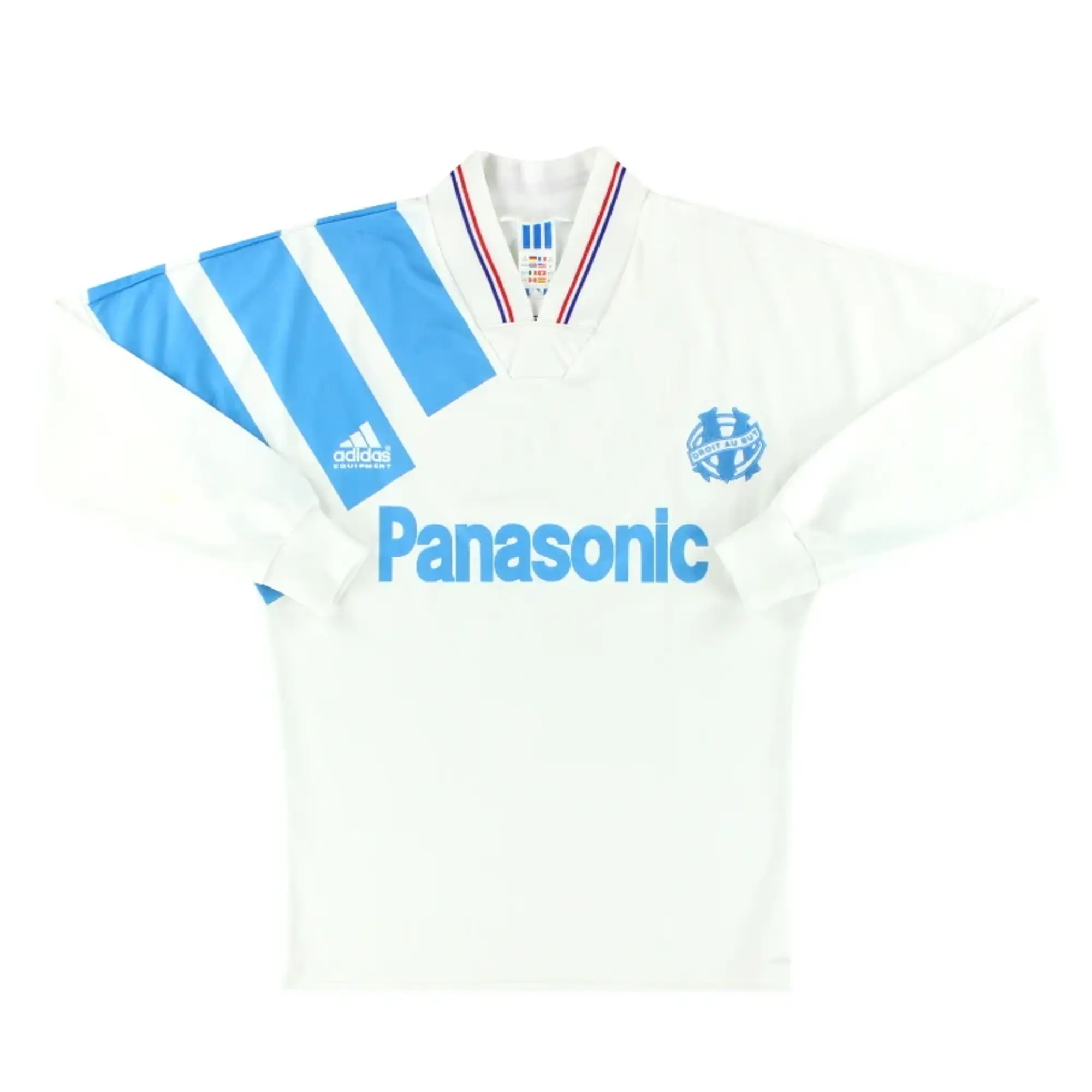1991-92 Olympique Marseille adidas Home Shirt L/S S - Olympique Marseille / Excellent 