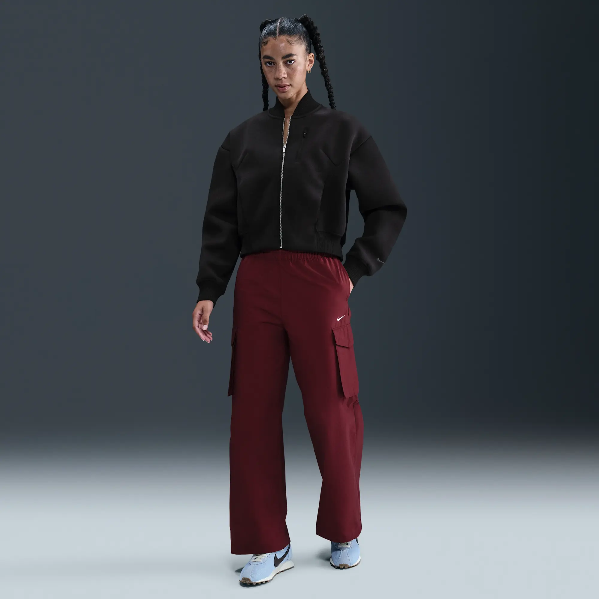 Nike Sportswear Modern Fleece Women's Oversized Destroyer Jacket - Black - Modal/Polyester