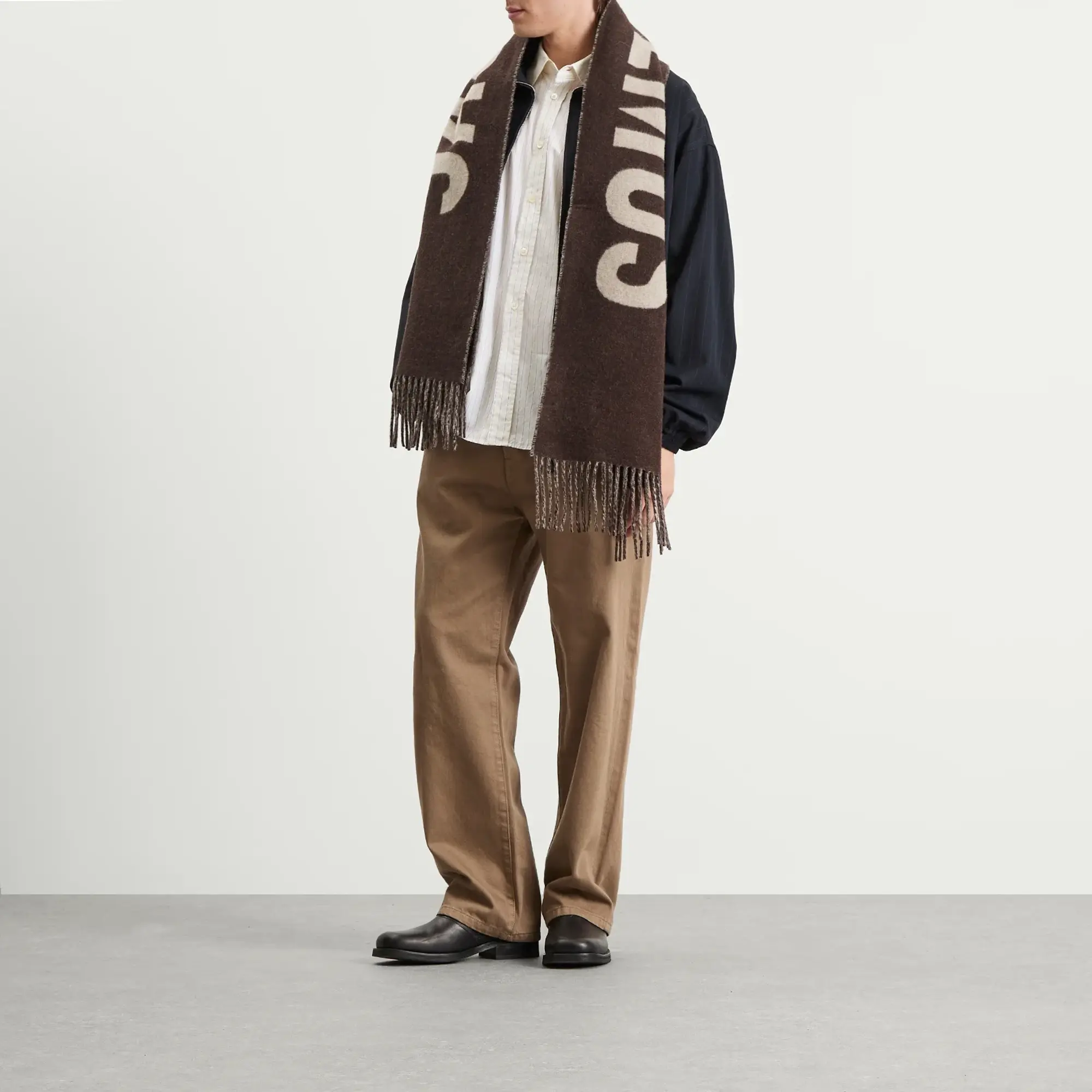 Jacquemus Men's Large Logo Scarf Multi-Brown