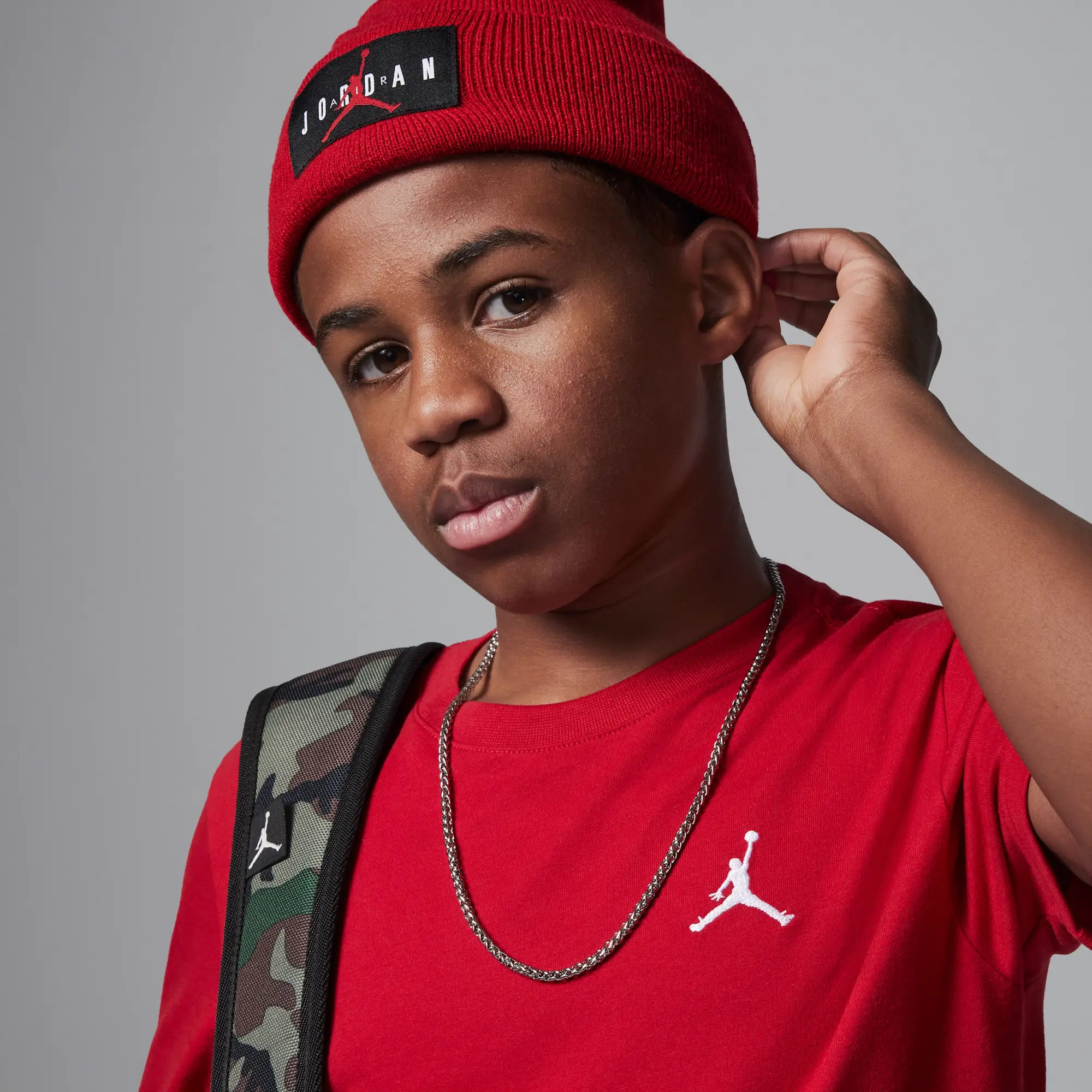 Nike Jordan Older Kids' Jumpman Air Embroidered T-Shirt - Red - Cotton