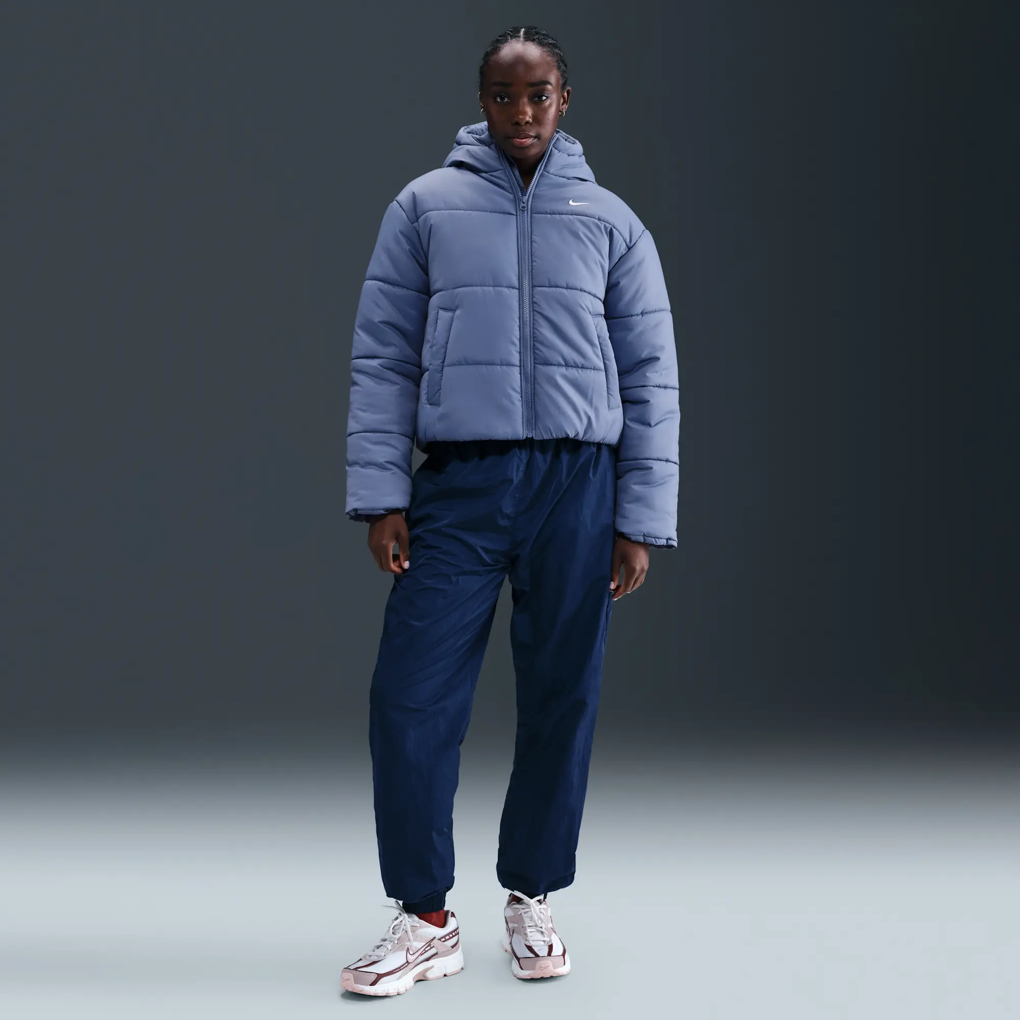 Nike Sportswear Classic Puffer Women's Therma-FIT Loose Hooded Jacket - Blue - Polyester