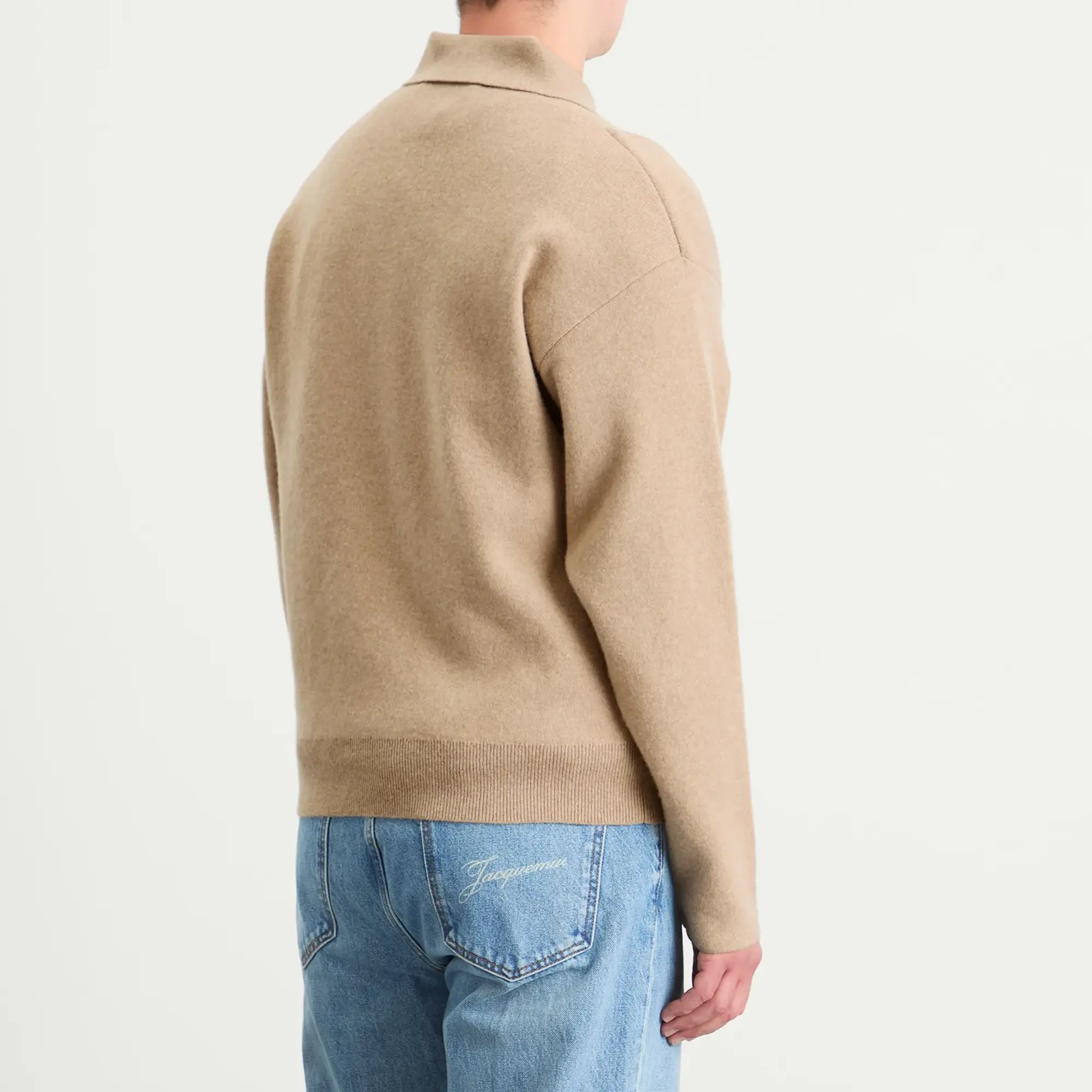 Jacquemus Men's Wool Cashmere Knitted Polo Beige