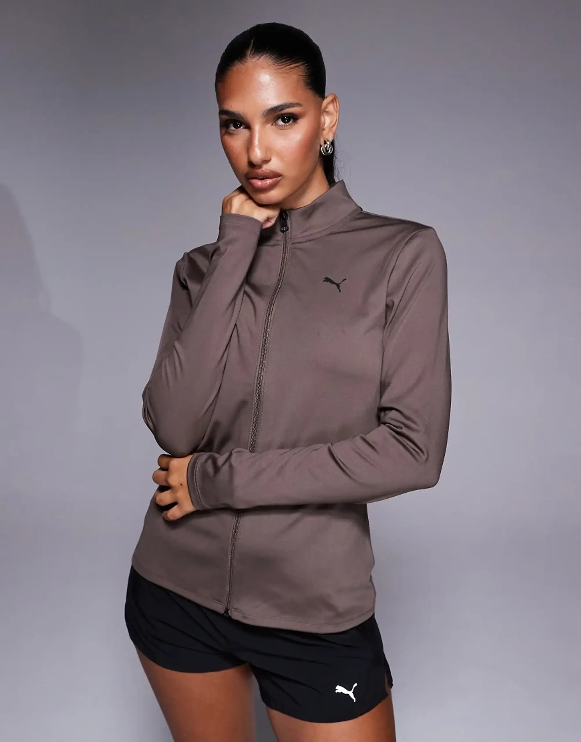 Puma Strong Full Zip Top In Brown