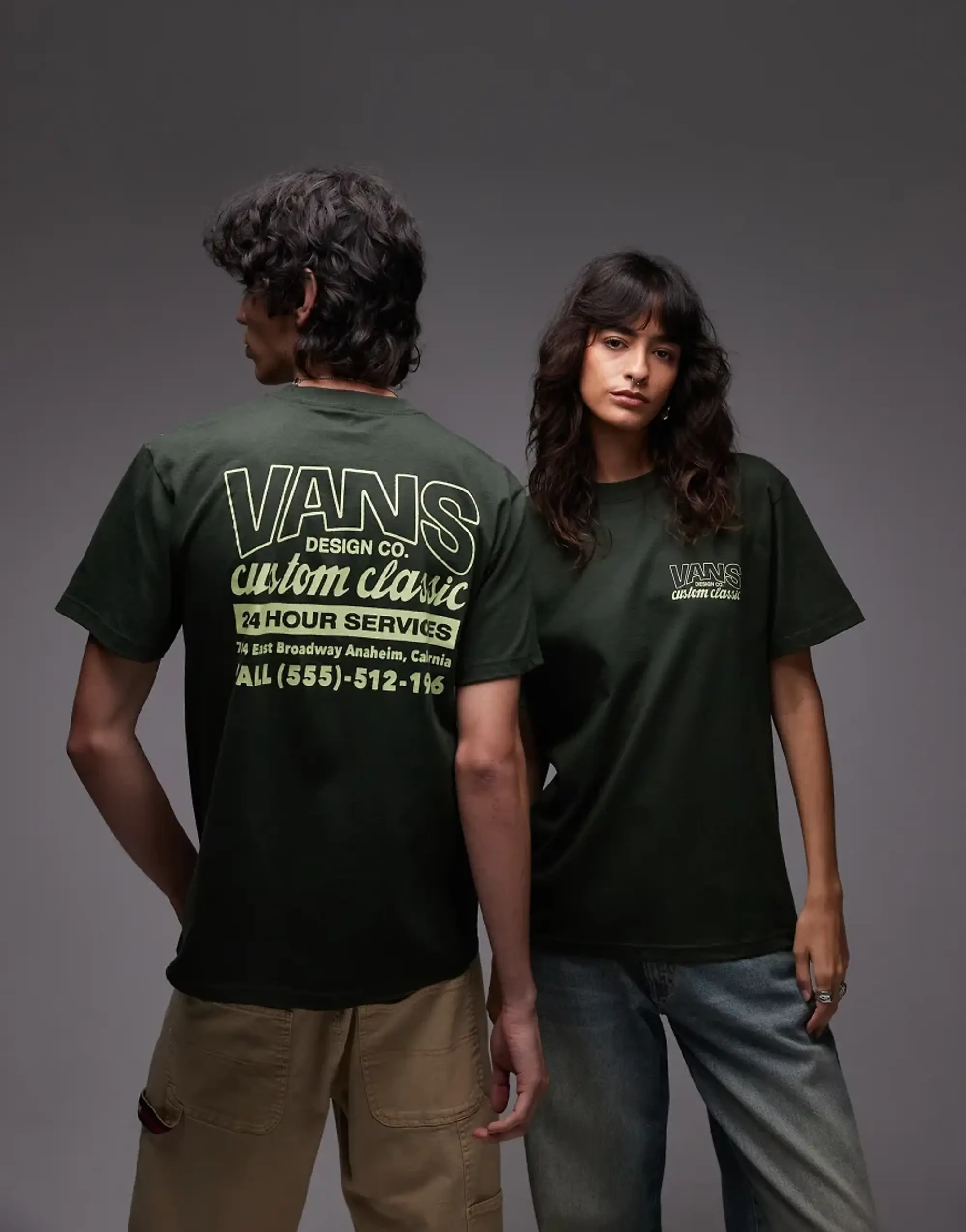 Vans Shop Front Graphic Back Print T-Shirt In Black-Green