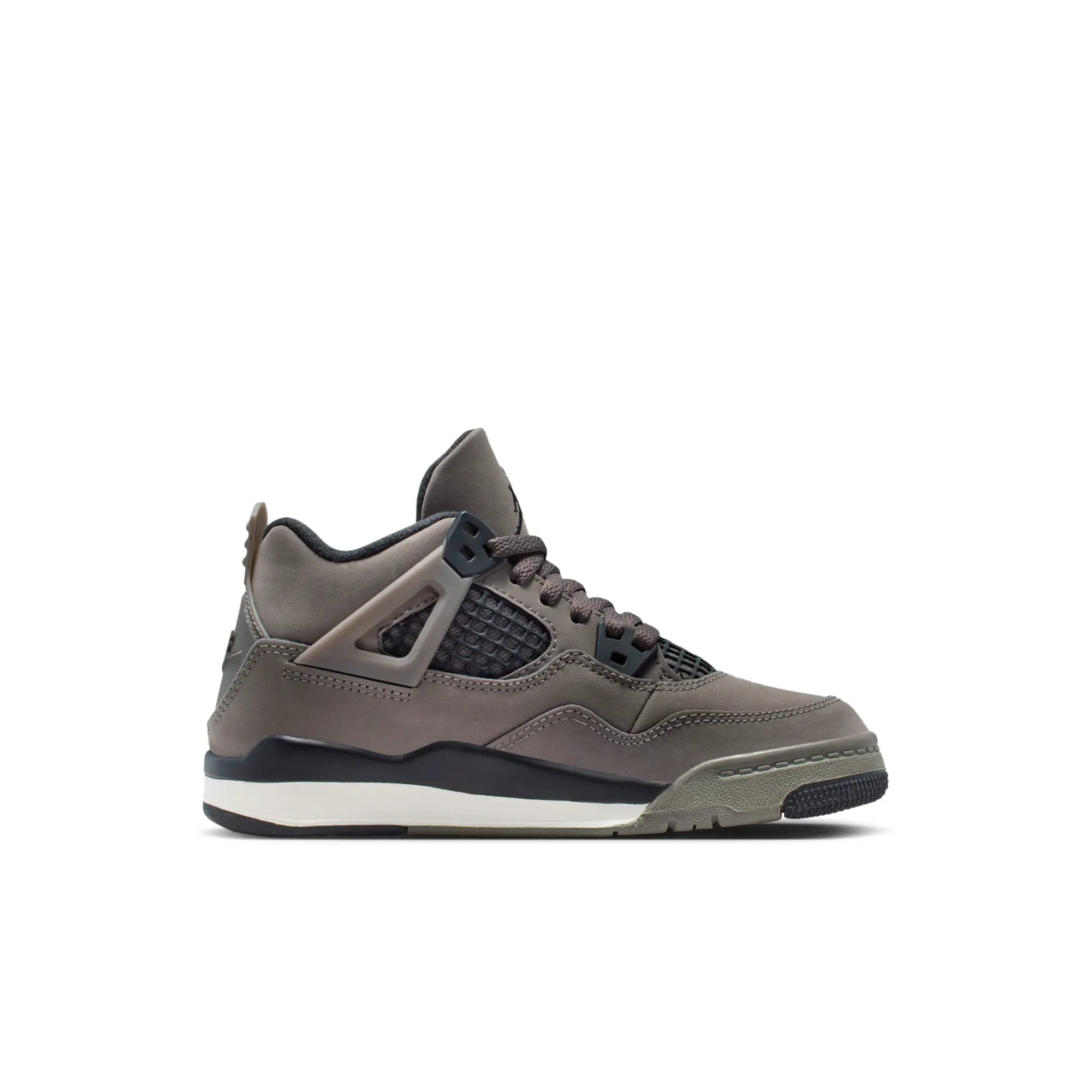 Nike Jordan 4 Retro 'Cave Stone and Black' Younger Kids' Shoes - Grey