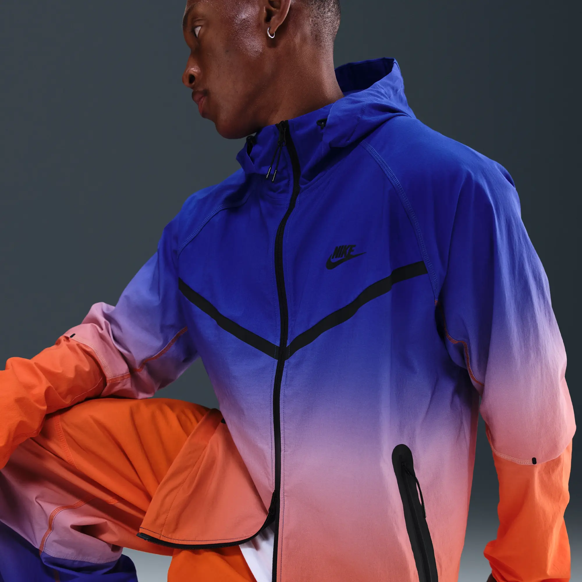 Nike Tech Men's Woven Full-Zip Jacket - Blue - Nylon/Elastane