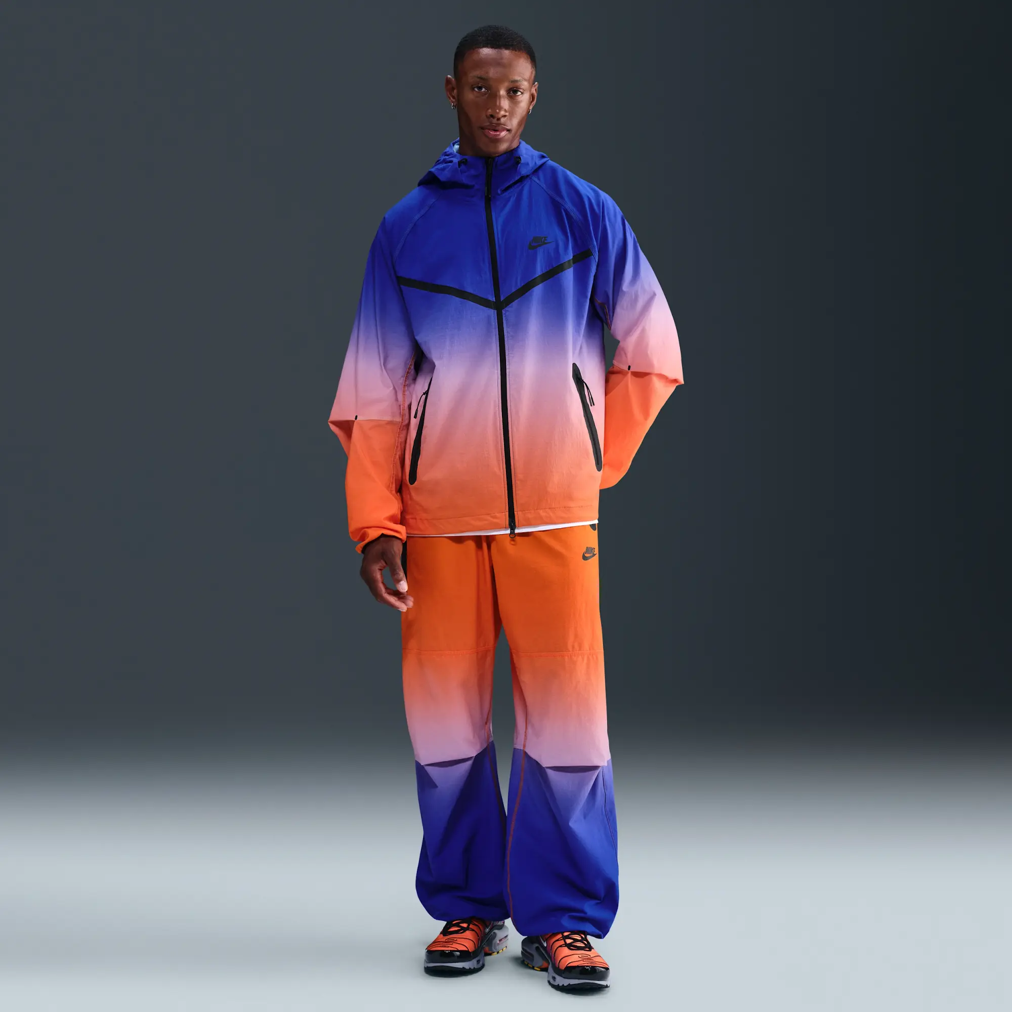 Nike Tech Men's Woven Full-Zip Jacket - Blue - Nylon/Elastane