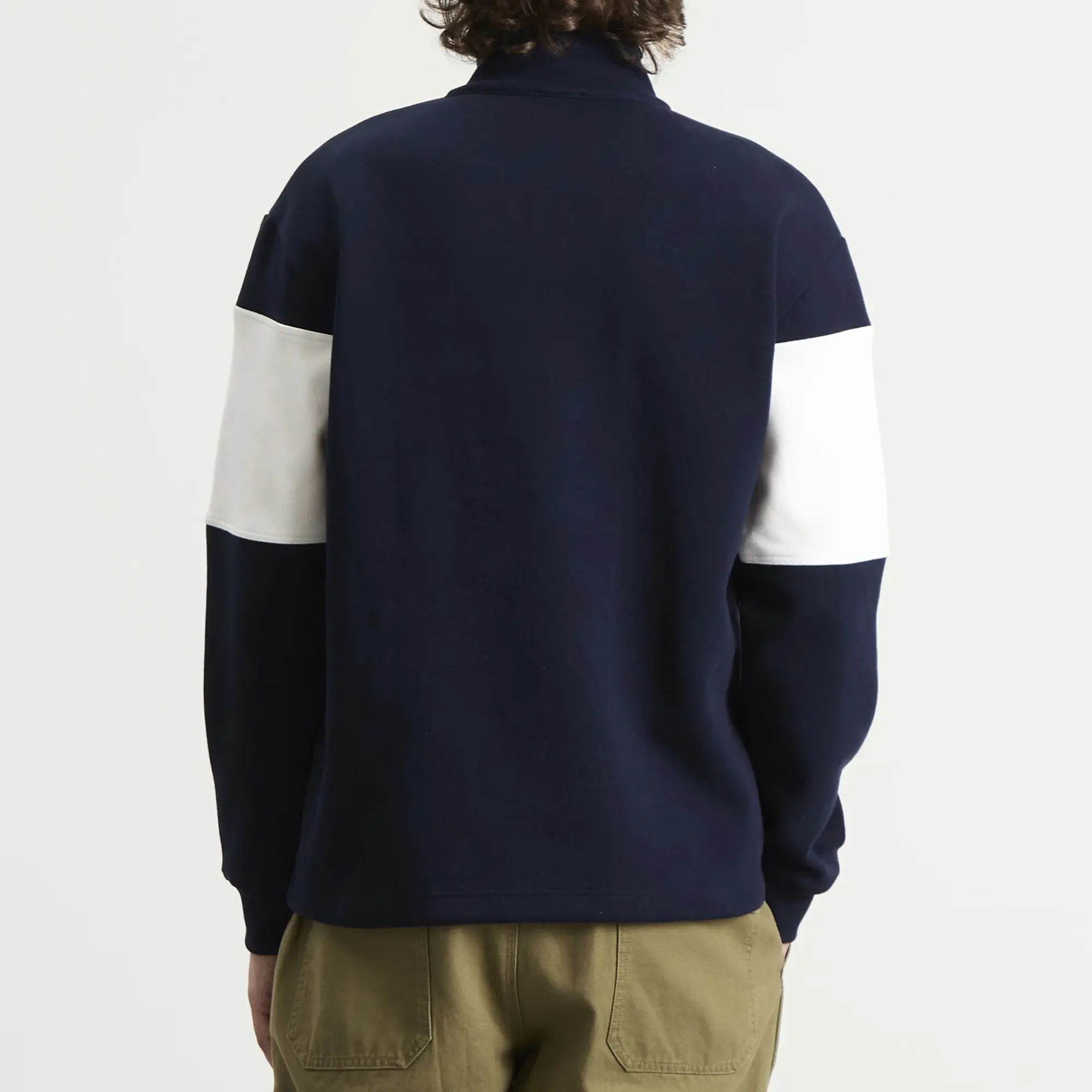 Armor-Lux Men's Stripe Half Zip Sweatshirt Marine Deep/Milk