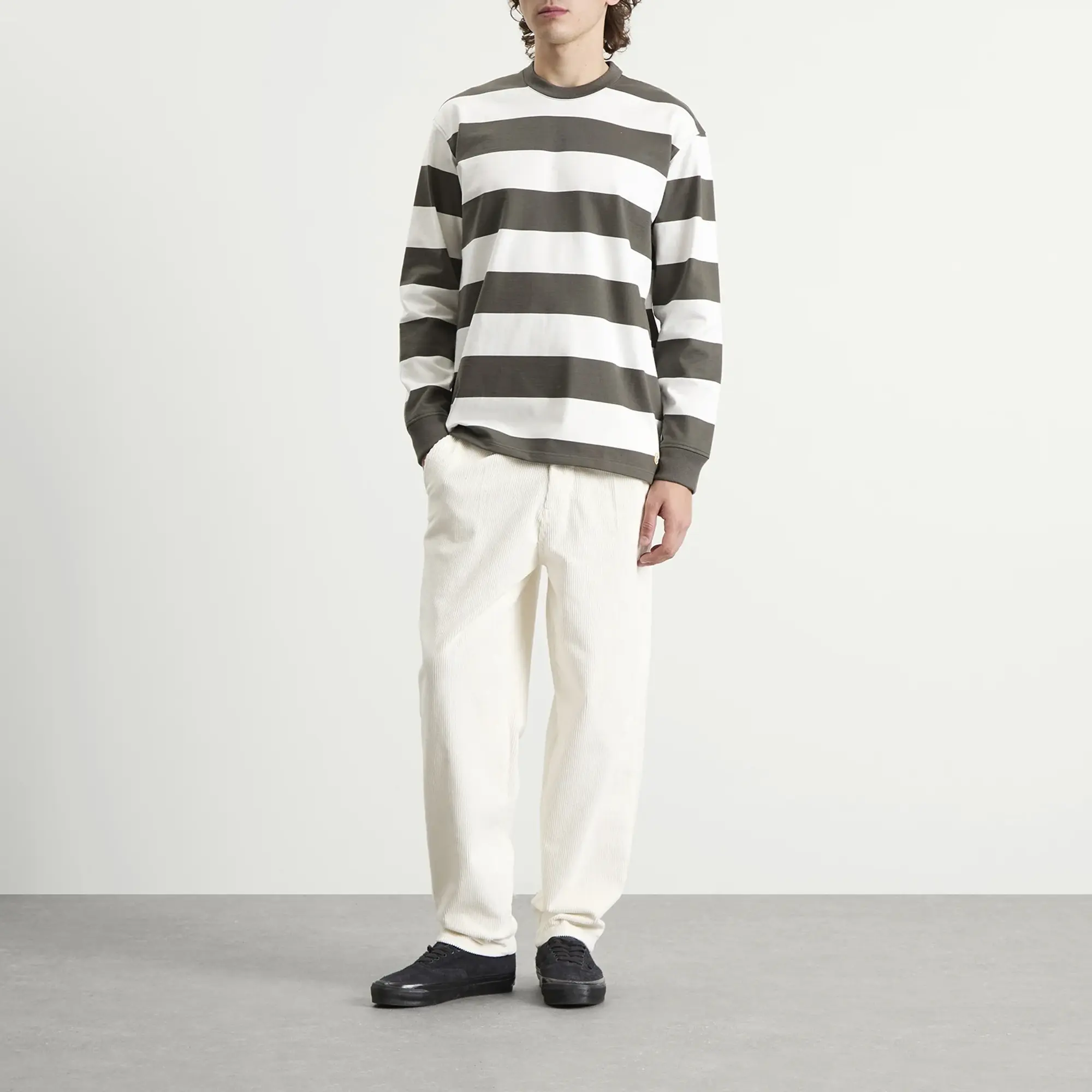 Armor-Lux Men's Long Sleeve Wide Stripe T-Shirt Chimera/Milk