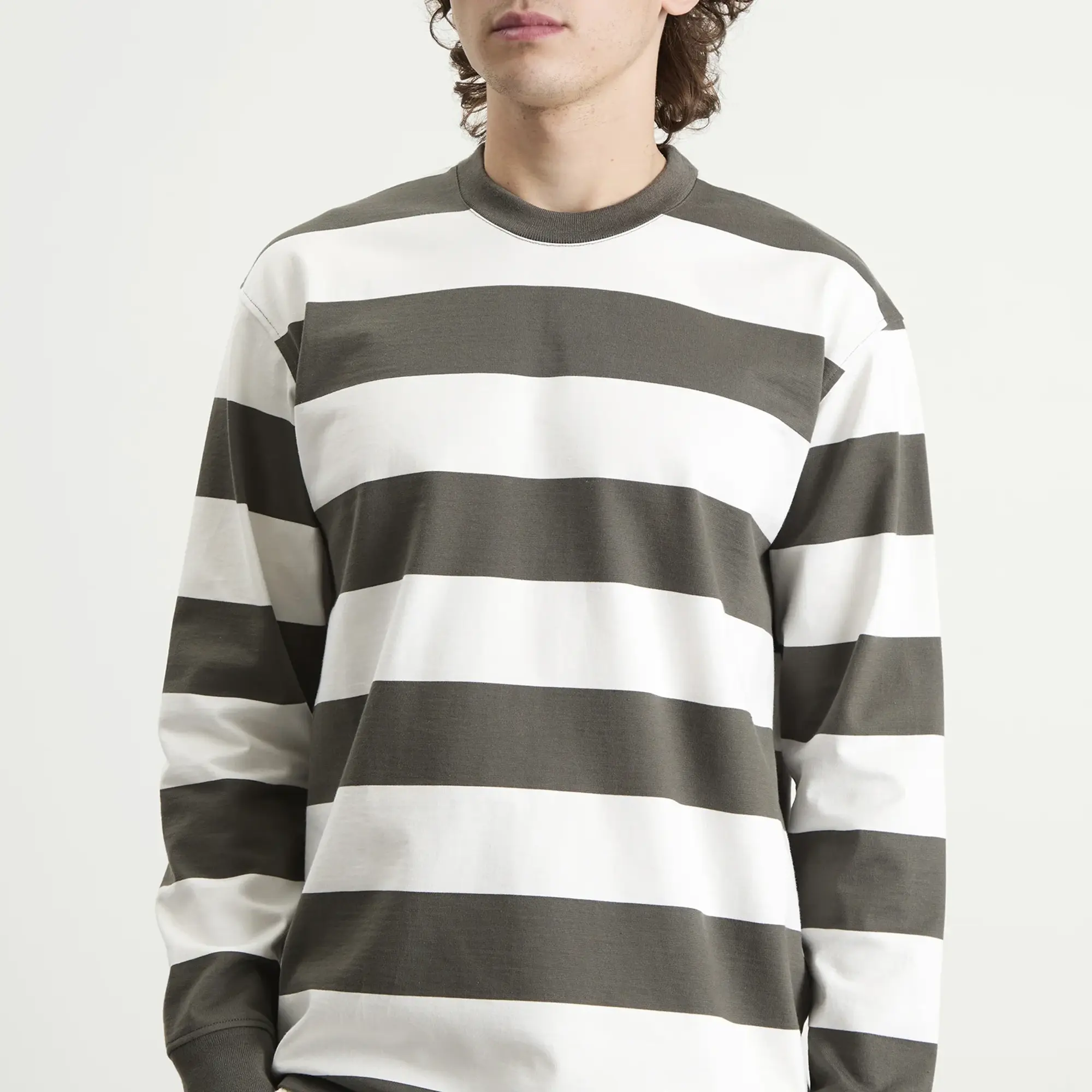Armor-Lux Men's Long Sleeve Wide Stripe T-Shirt Chimera/Milk