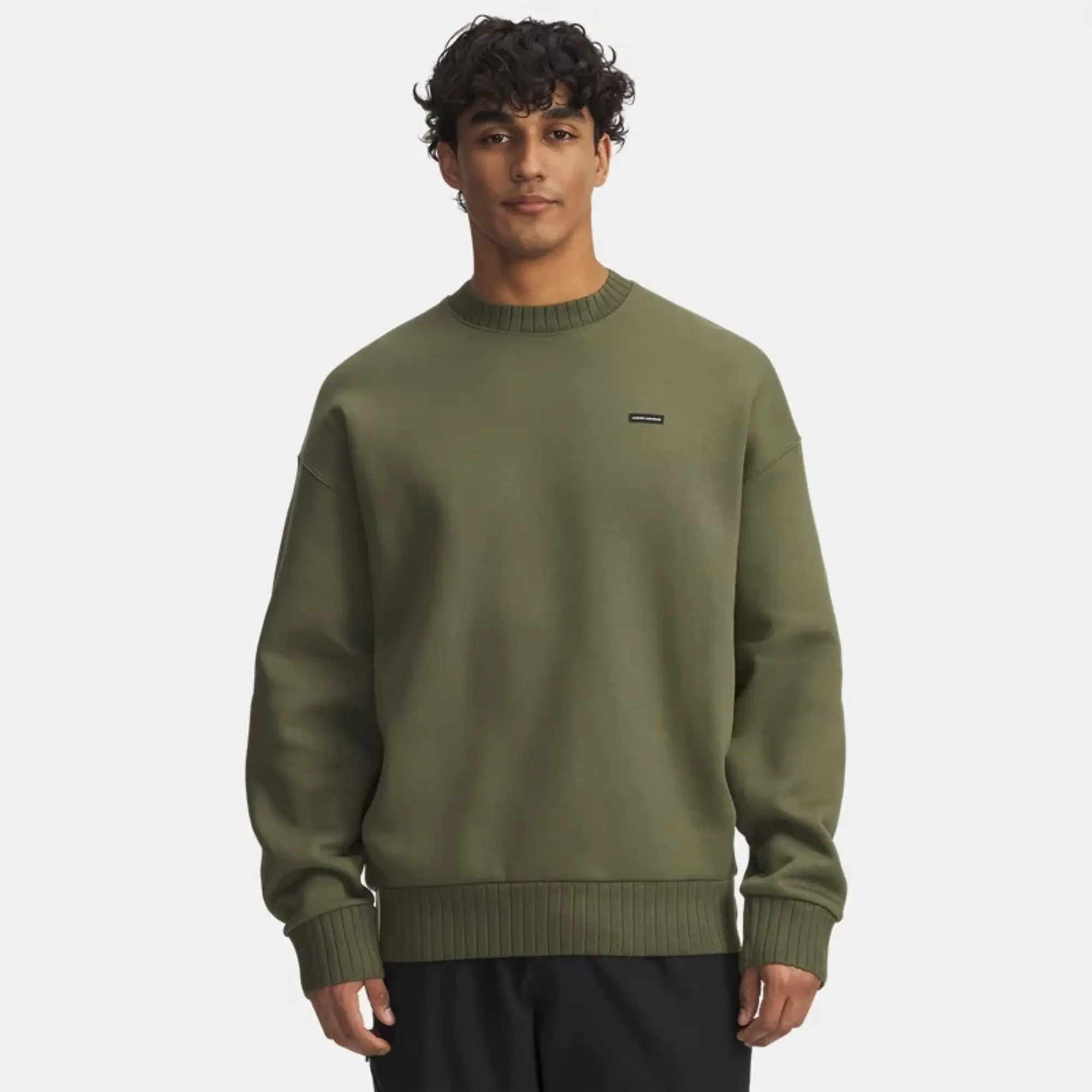Under Armour  Icon Heavyweight Rib Men's Crew Marine OD Green / White L