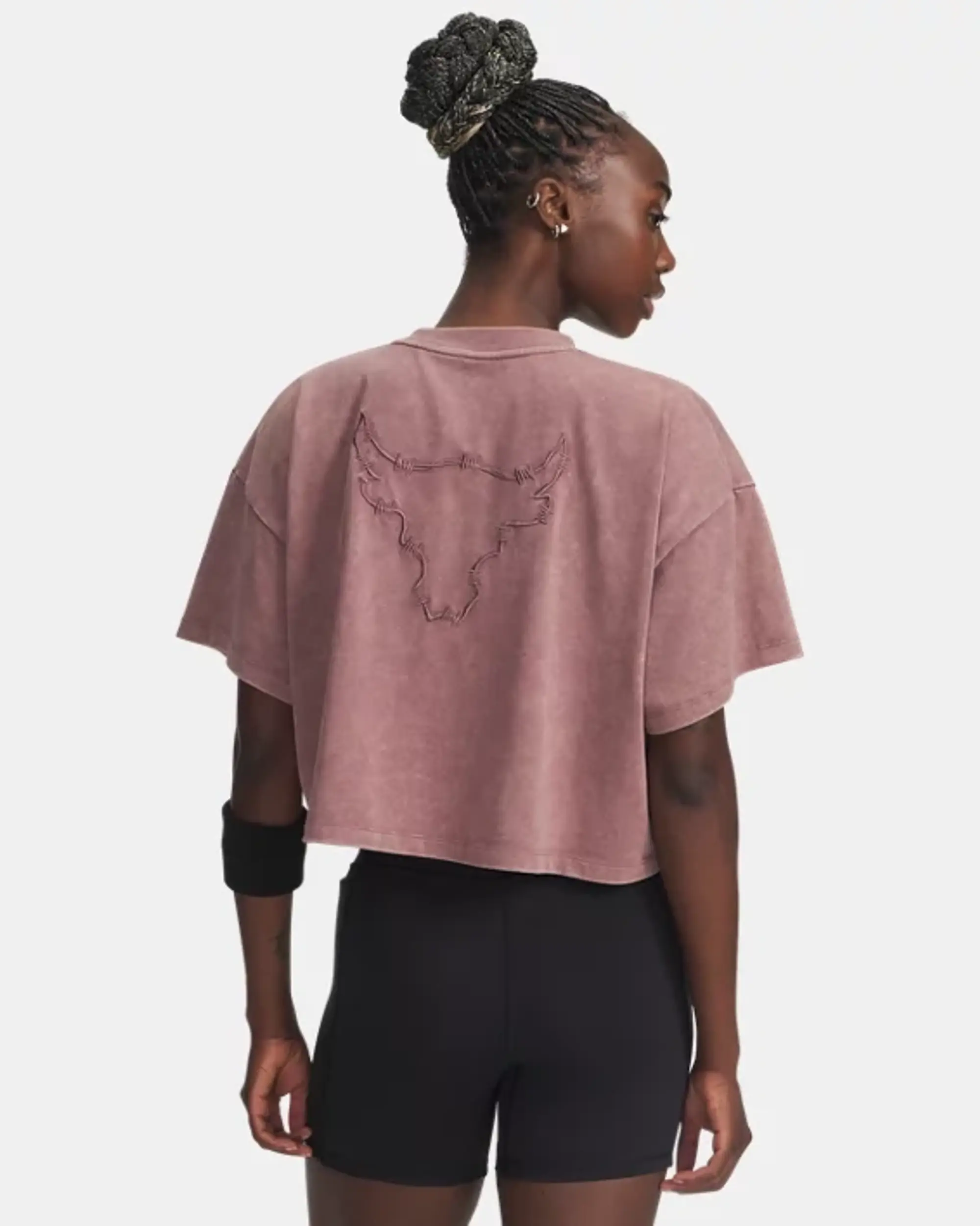 Project Rock Statement Graphic Women's Short Sleeve Maroon Mist / Maroon Mist L