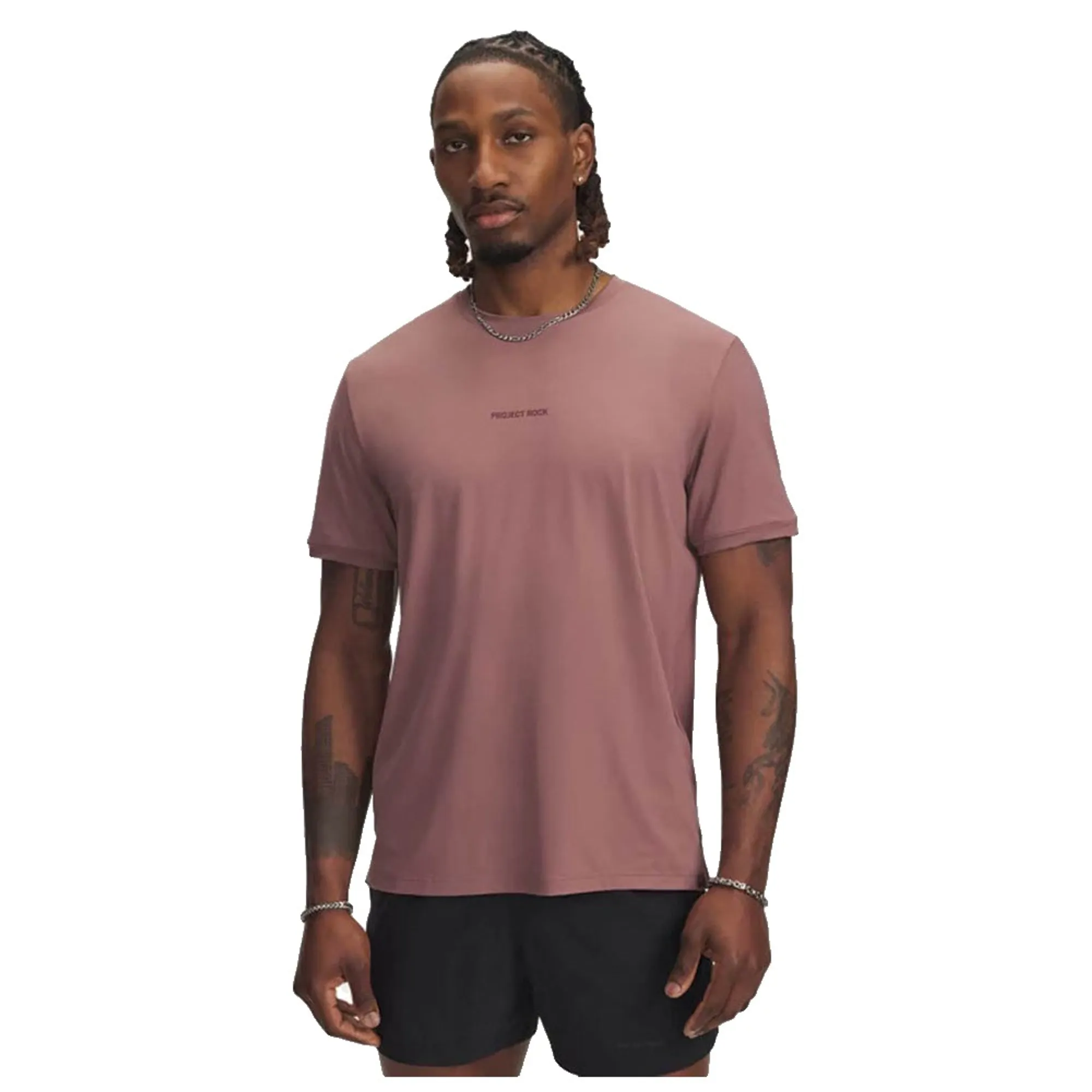 Project Rock Iso-Chill Men's Short Sleeve Maroon Mist / Dark Maroon L