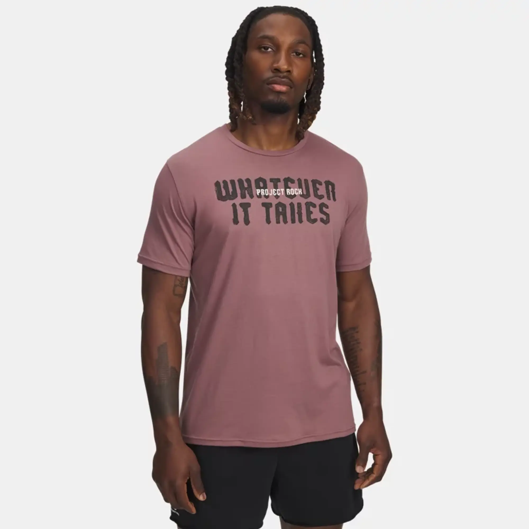 Project Rock Men's Short Sleeve Maroon Mist / Black L