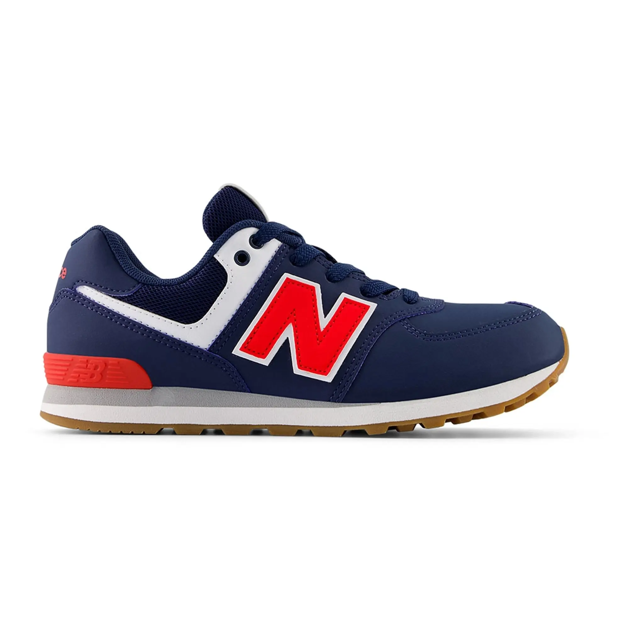 New Balance Kids' 574 LACE in Blue/Red Leather