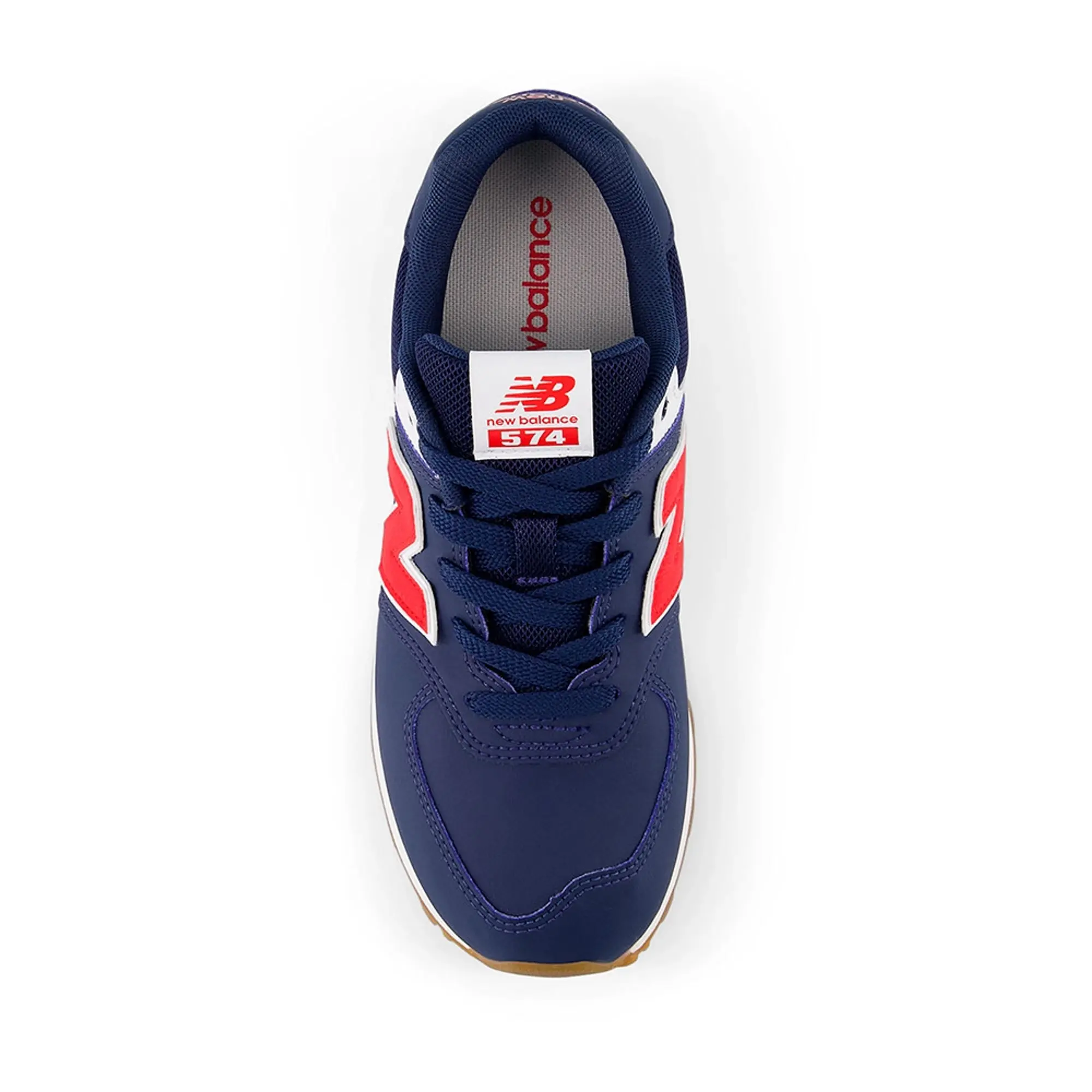New Balance Kids' 574 LACE in Blue/Red Leather