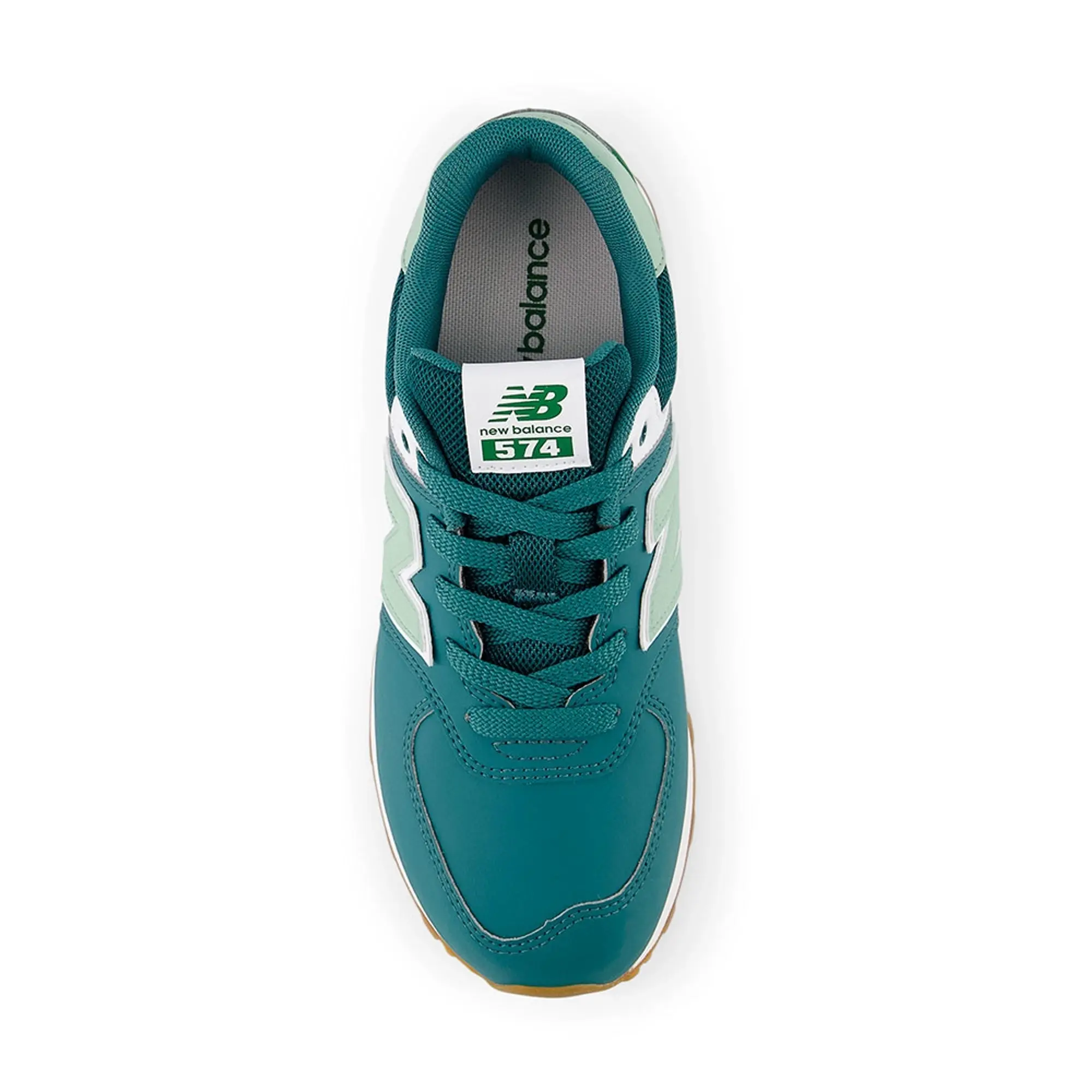 New Balance Kids' 574 LACE in Green Leather