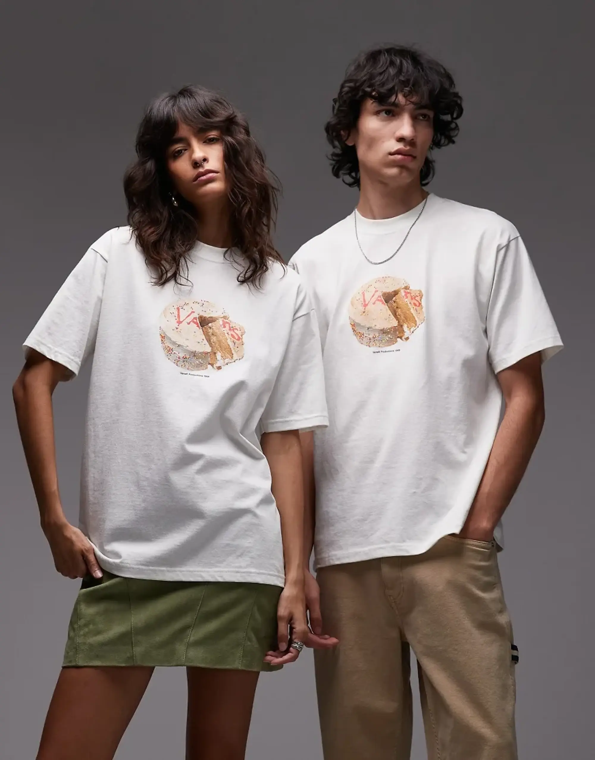 Vans Caked Central Graphic Print T-Shirt In Off White