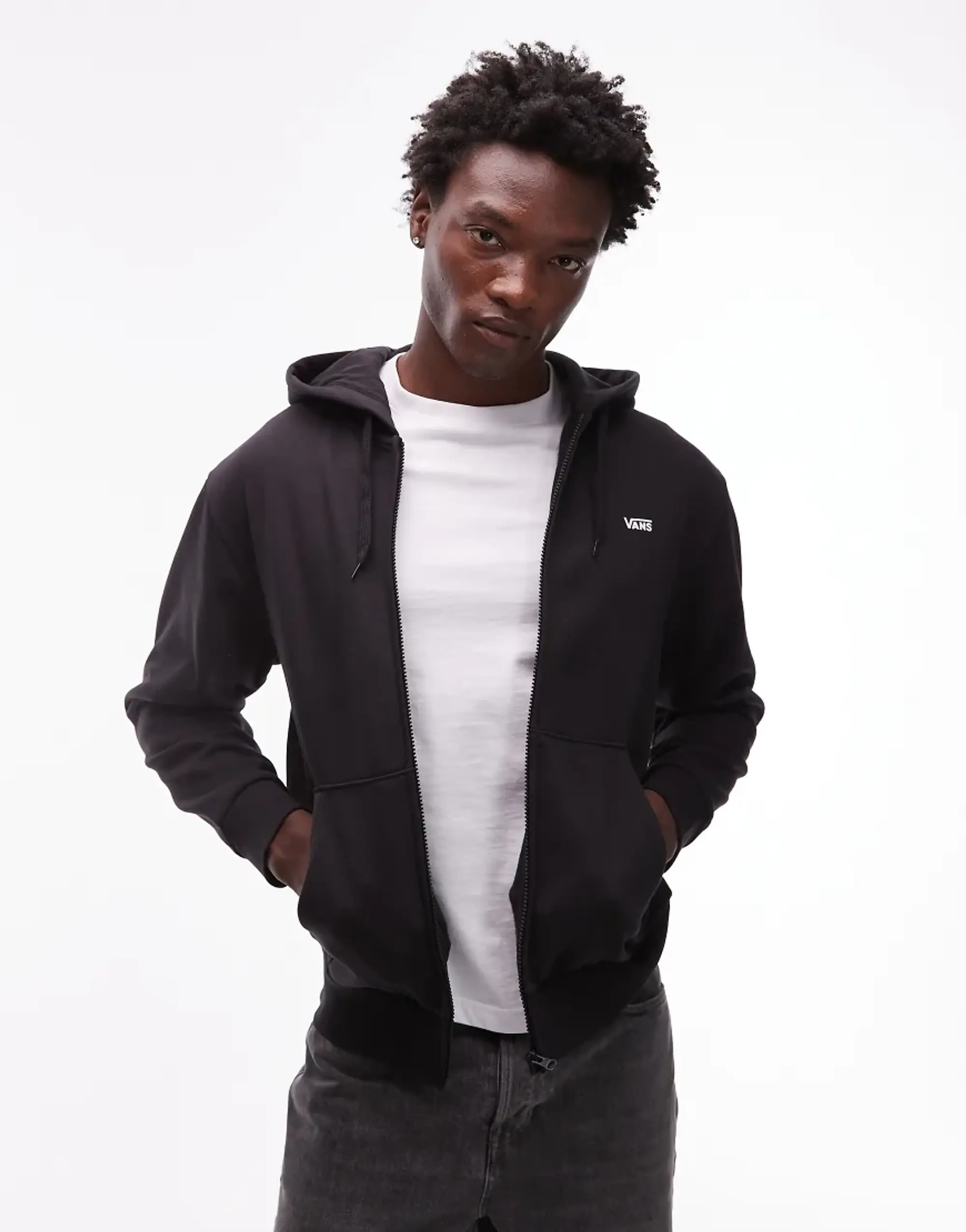 Vans Left Chest Logo Full Zip Track Jacket In Black