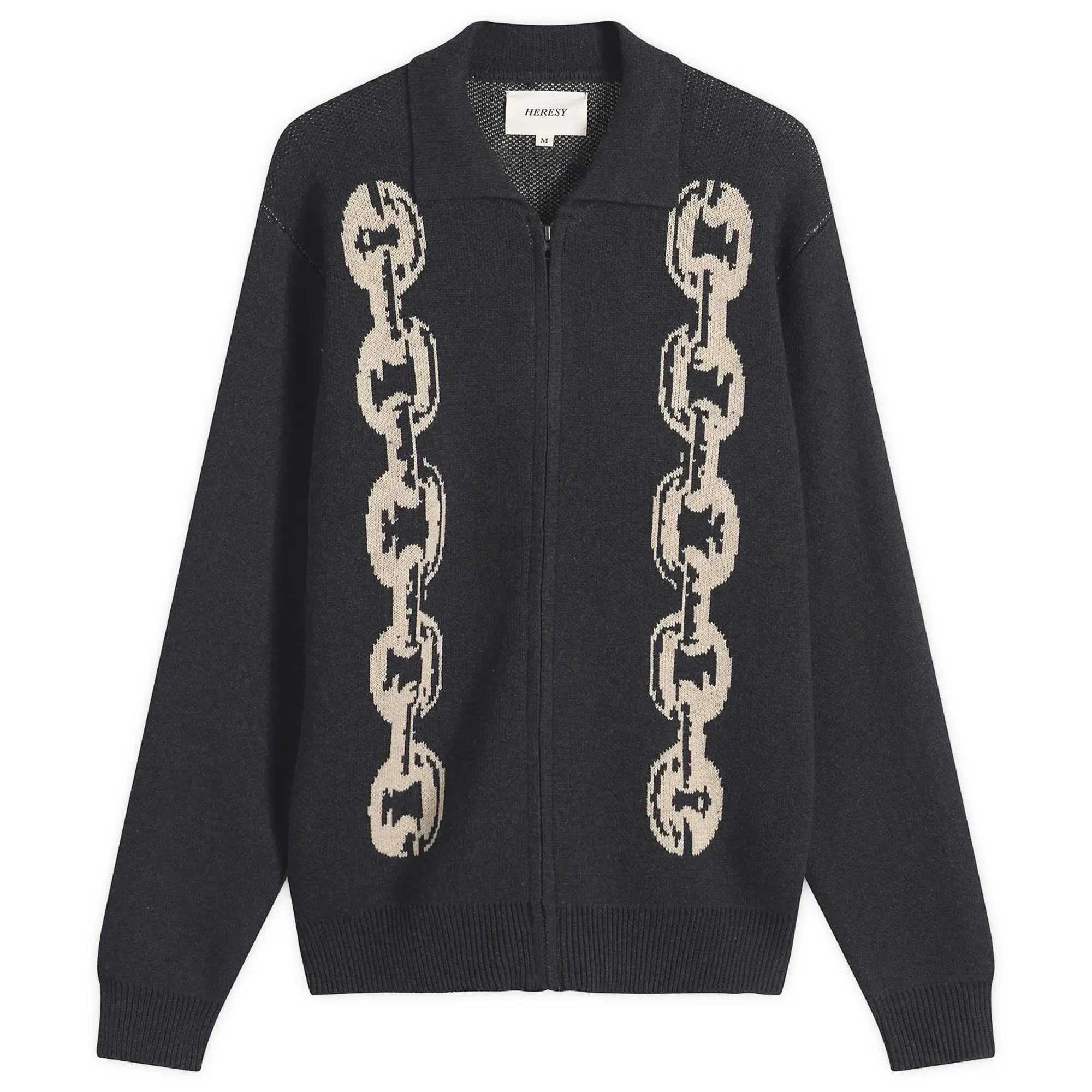 Heresy Men's Chain Zip Knit Shirt Charcoal