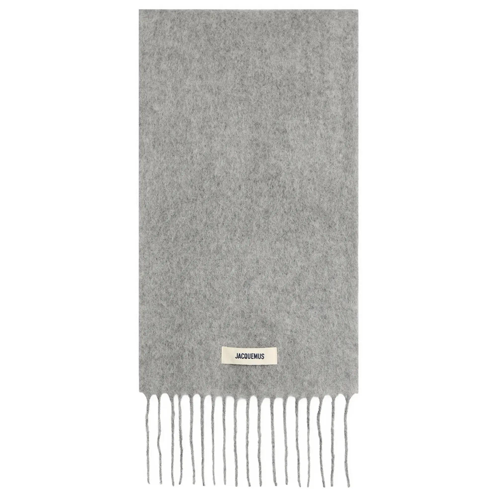 Jacquemus Men's Mohair Alpaca Grosgrain Logo Scarf Grey