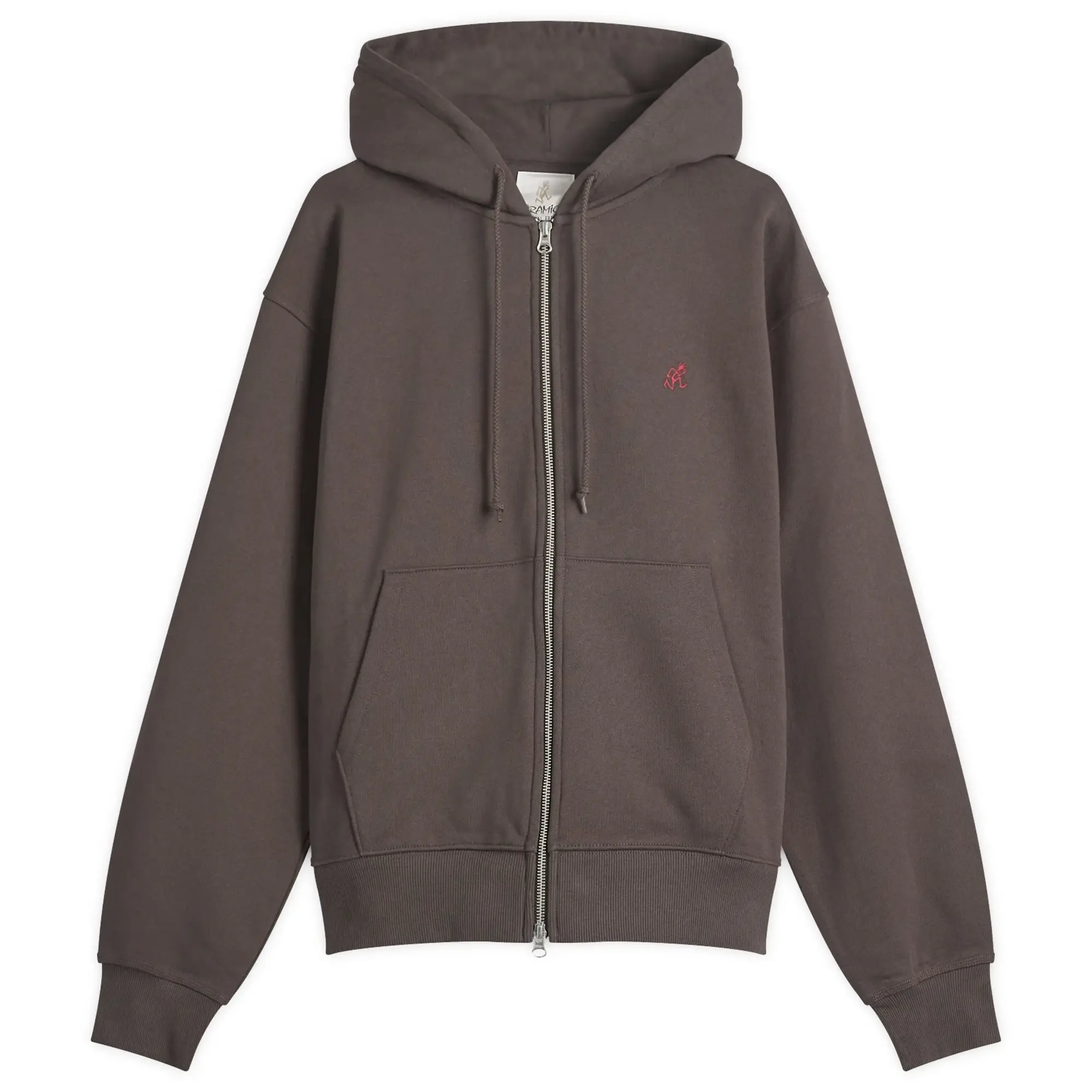 Gramicci Men's One Point Zip Hooded Sweatshirt Deep Brown