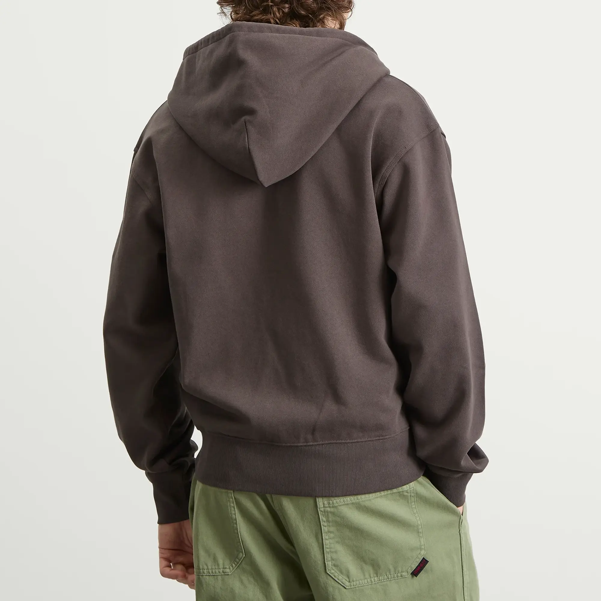 Gramicci Men's One Point Zip Hooded Sweatshirt Deep Brown