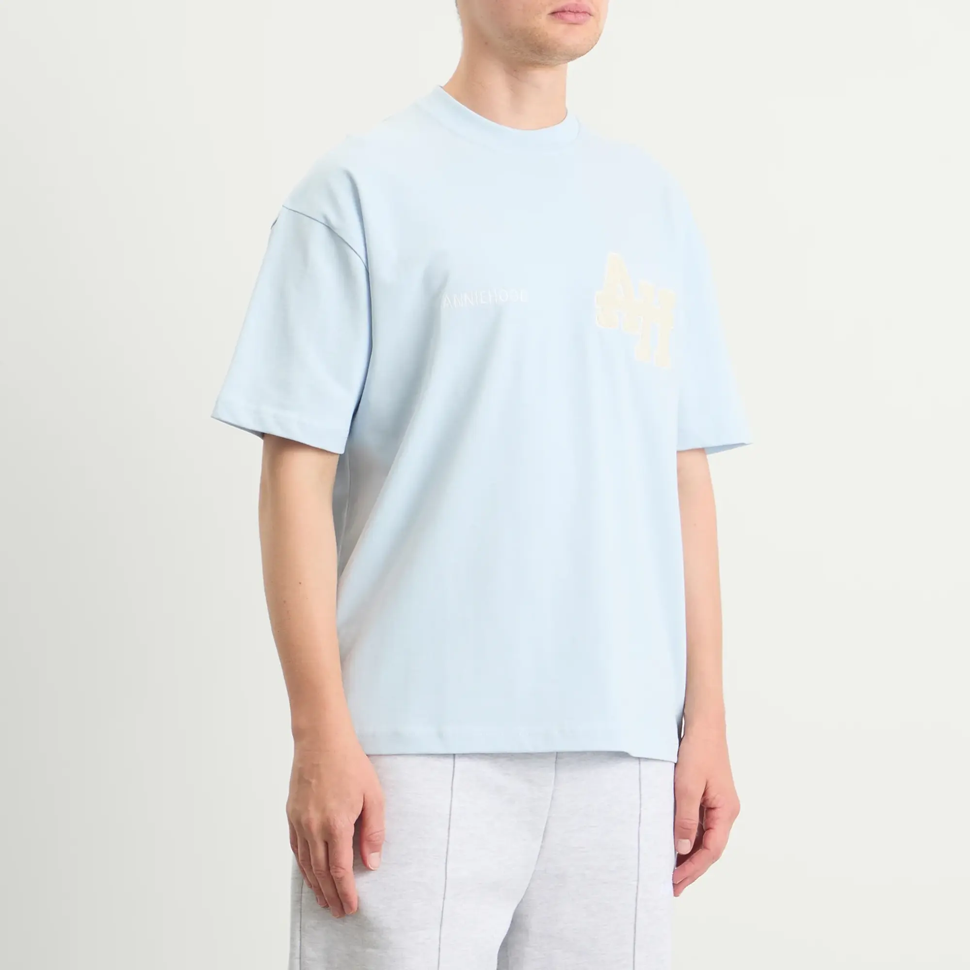 ANNIE HOOD Men's College T-Shirt Baby Blue/White