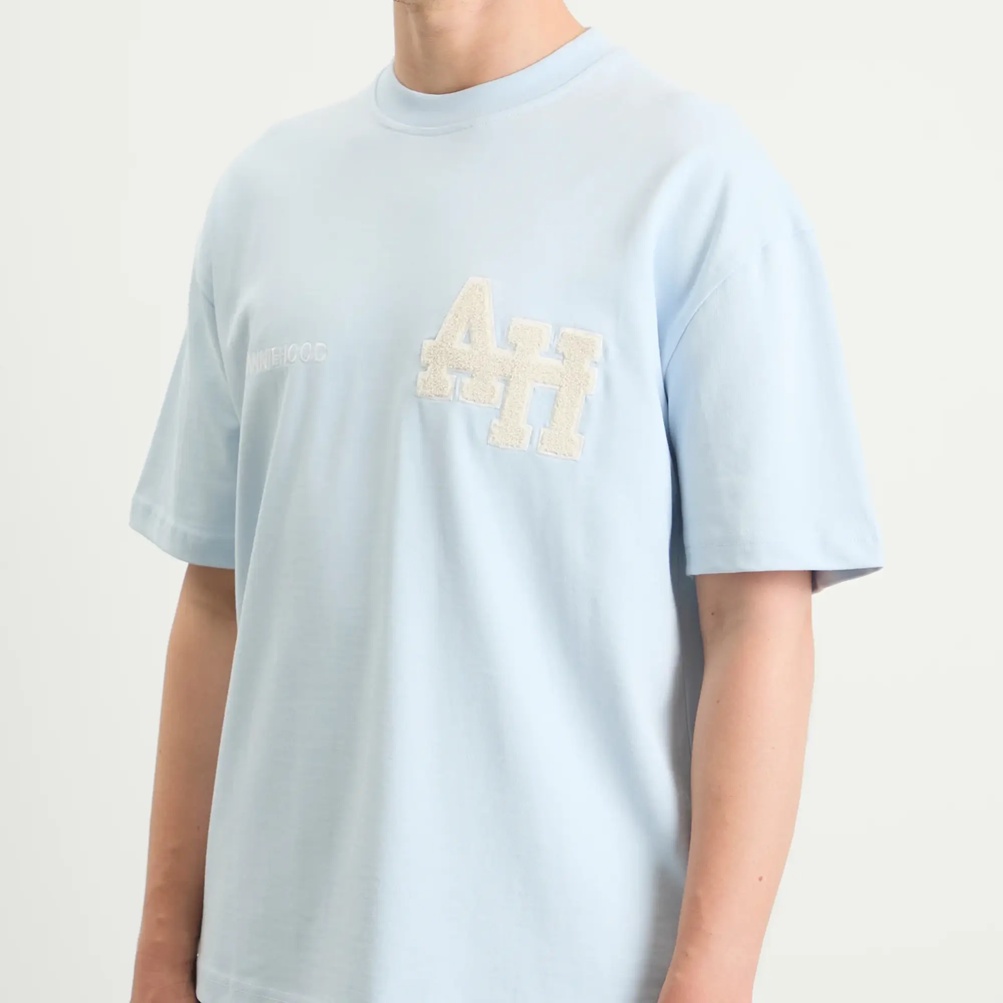 ANNIE HOOD Men's College T-Shirt Baby Blue/White