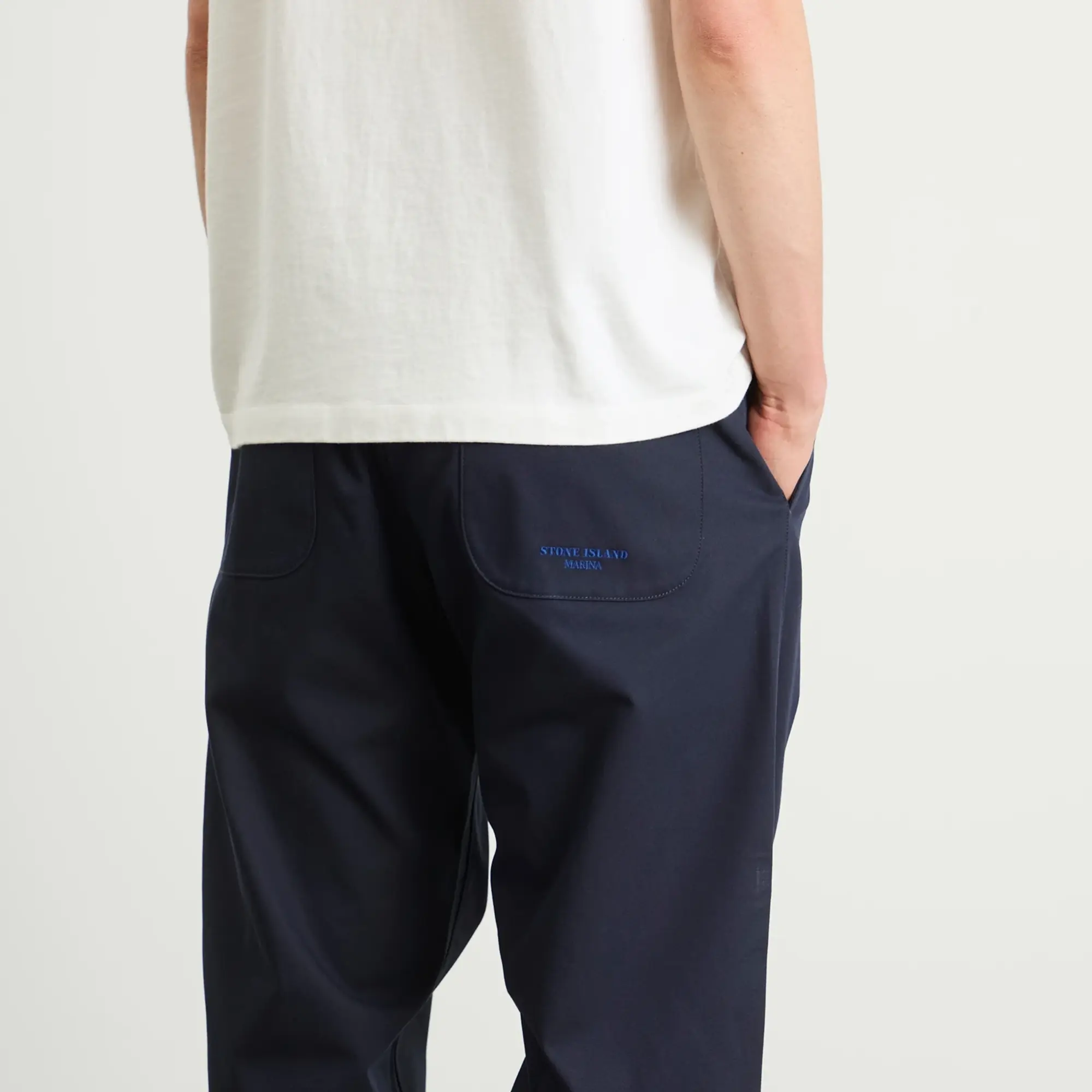 Stone Island Men's Marina Stretch Gabardine Pleated Trousers Navy Blue