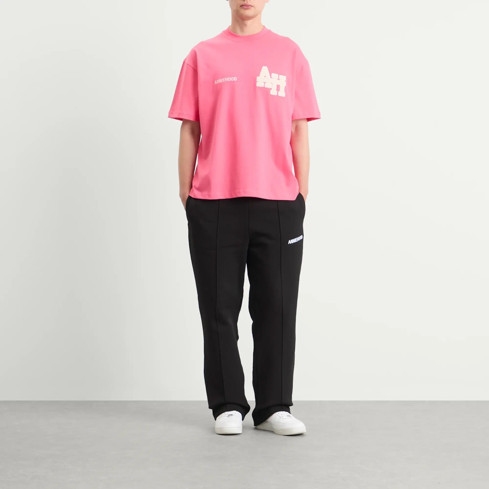 ANNIE HOOD Men's College T-Shirt Pink/White